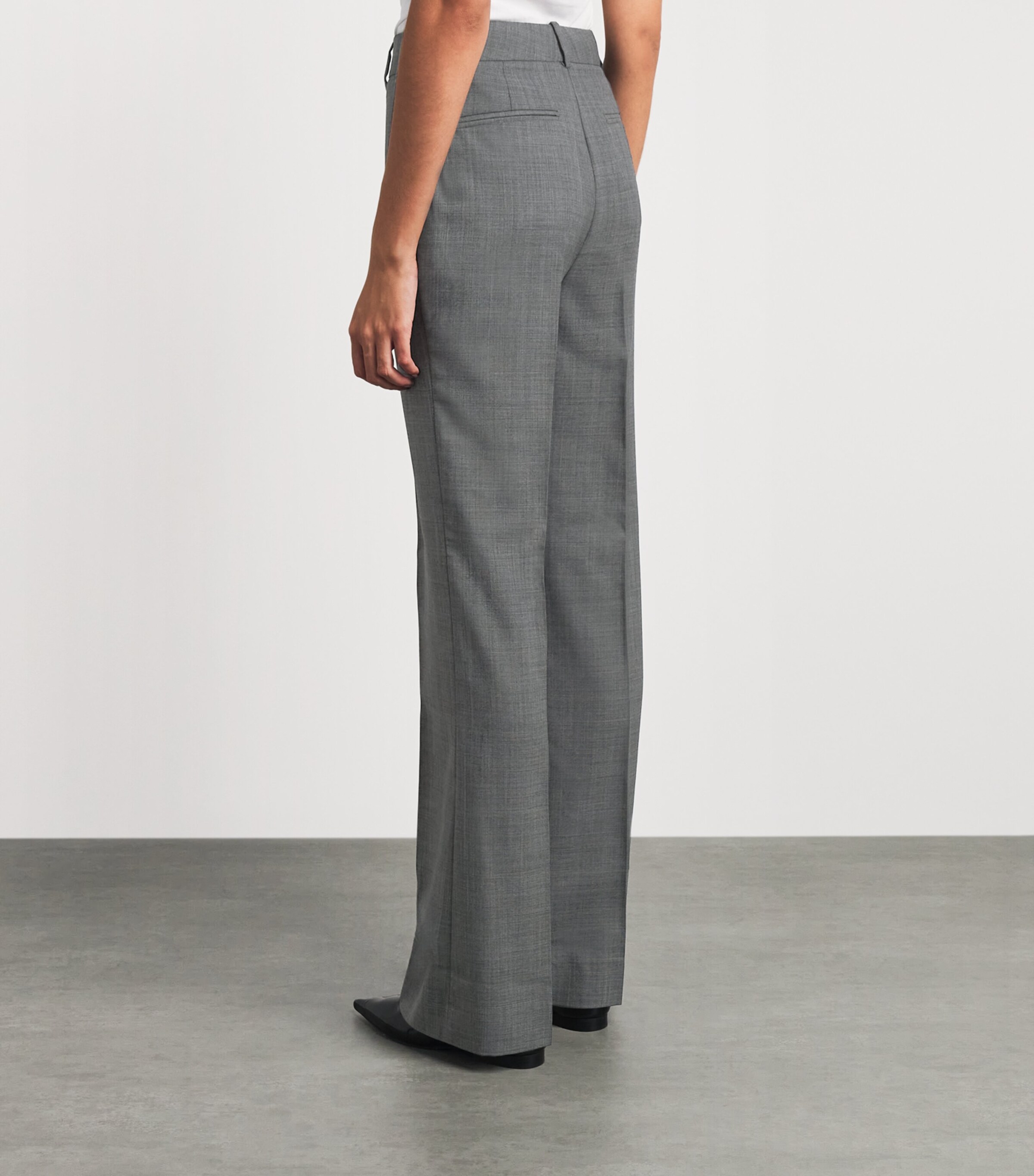 GANNI Womens Wool-Blend Straight Trousers Phantom Image 5