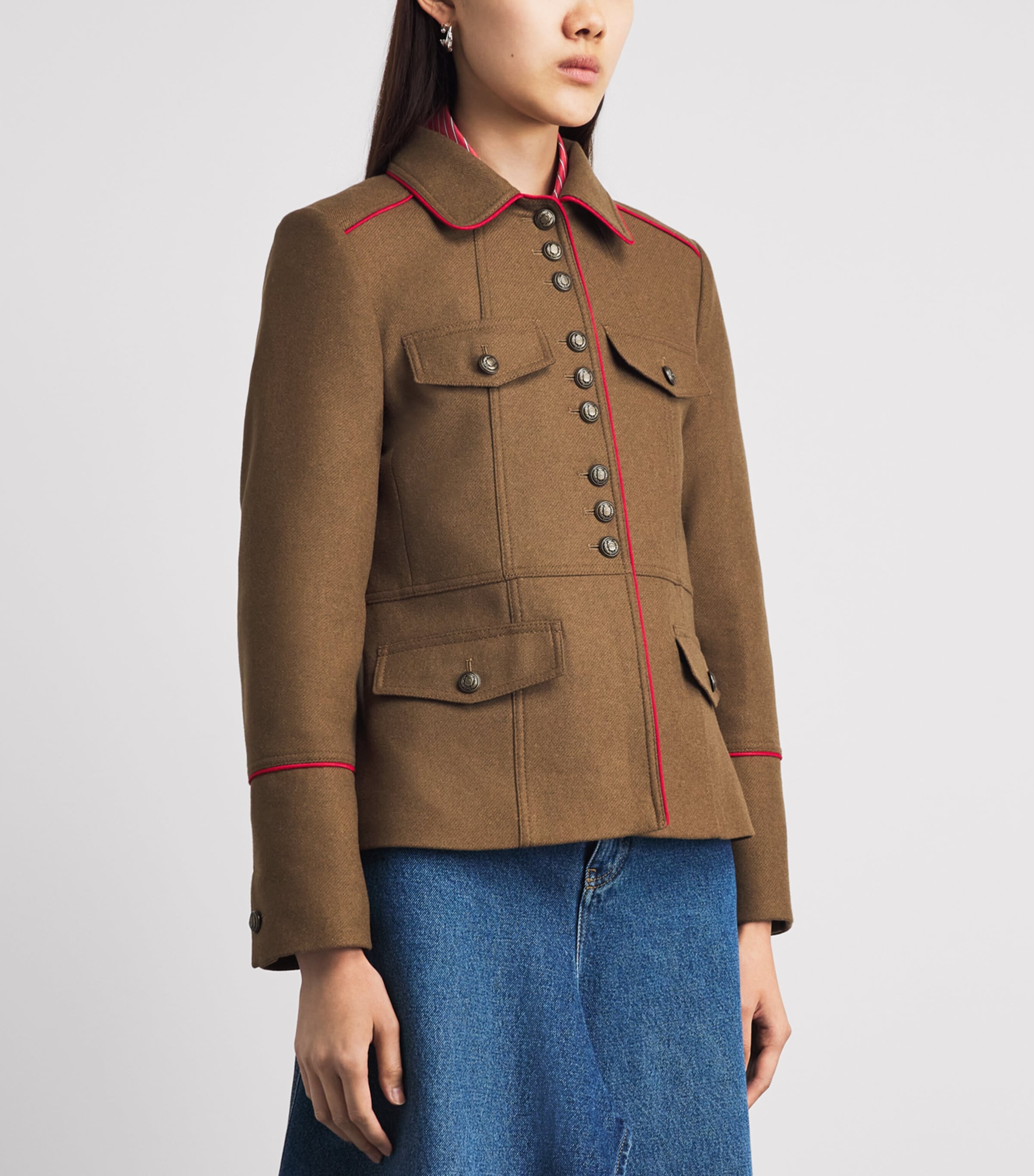 ME+EM Womens Wool-Blend Utility Blazer Golden Olive Image 4