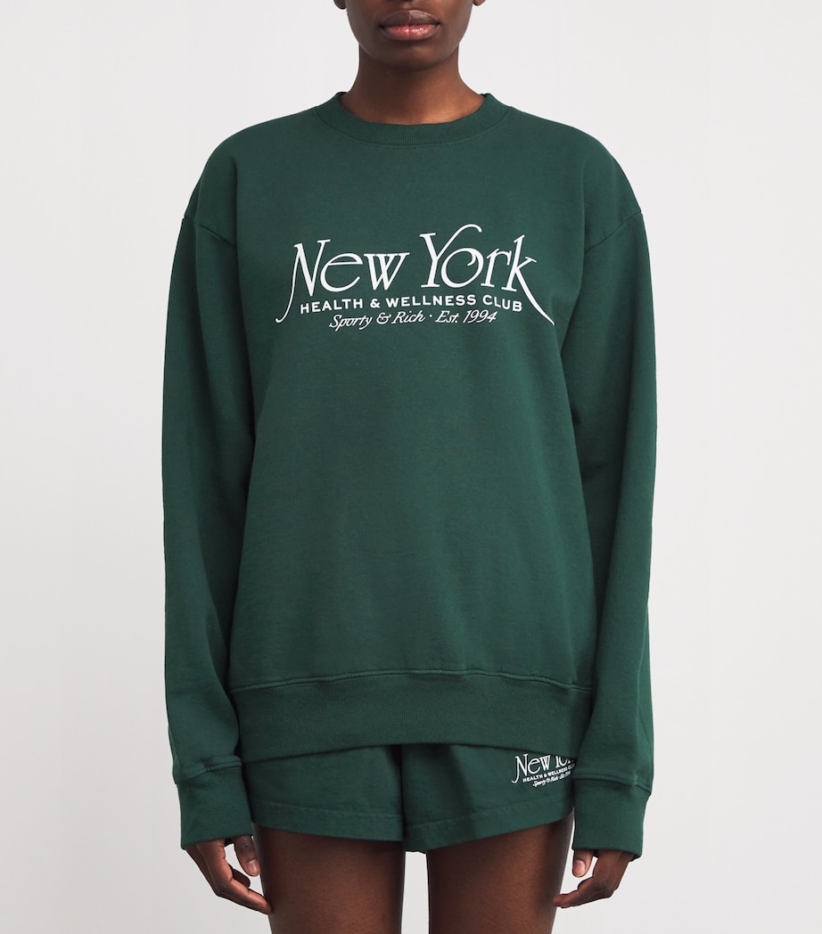 Sporty & Rich Womens Cotton NY 94 Sweatshirt Forest Image 3