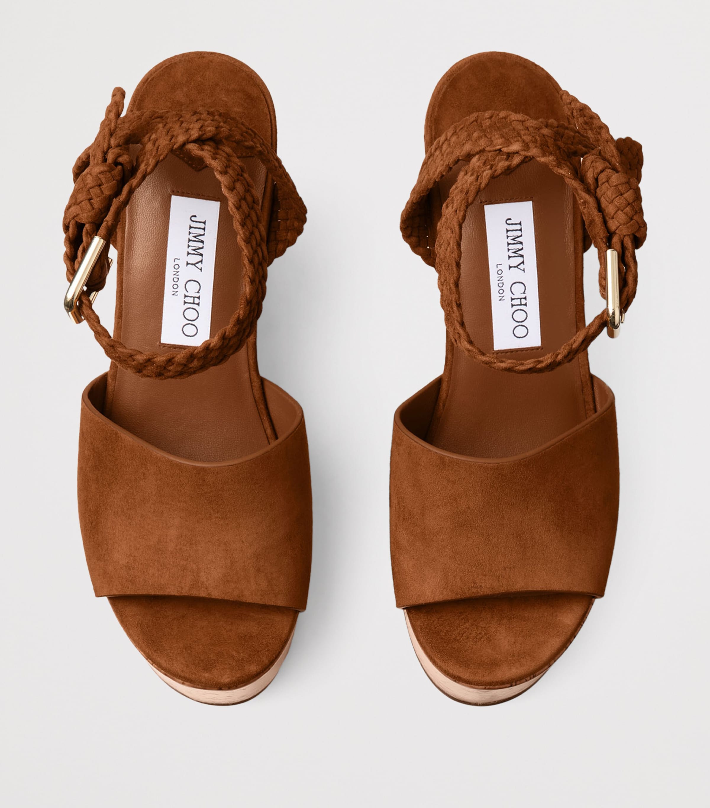 Jimmy Choo Jori 100 Suede Wedge Sandals Tan/toasty Image 4