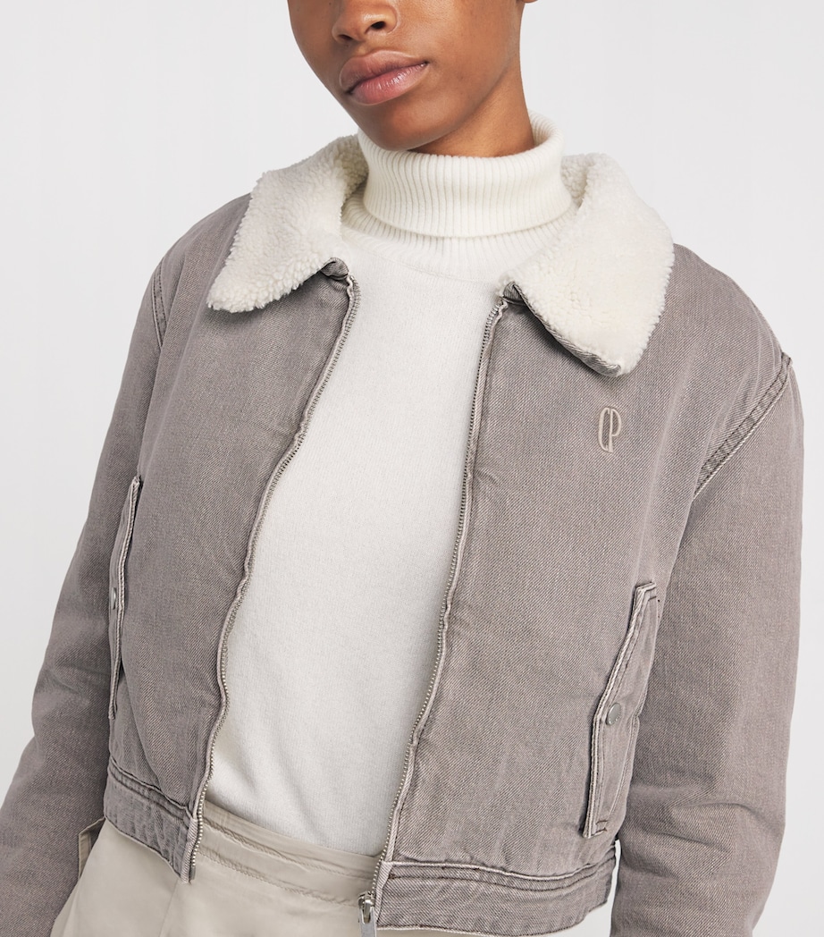 Fleece-Lined Denim Jacket GREY BEIGE Image 6