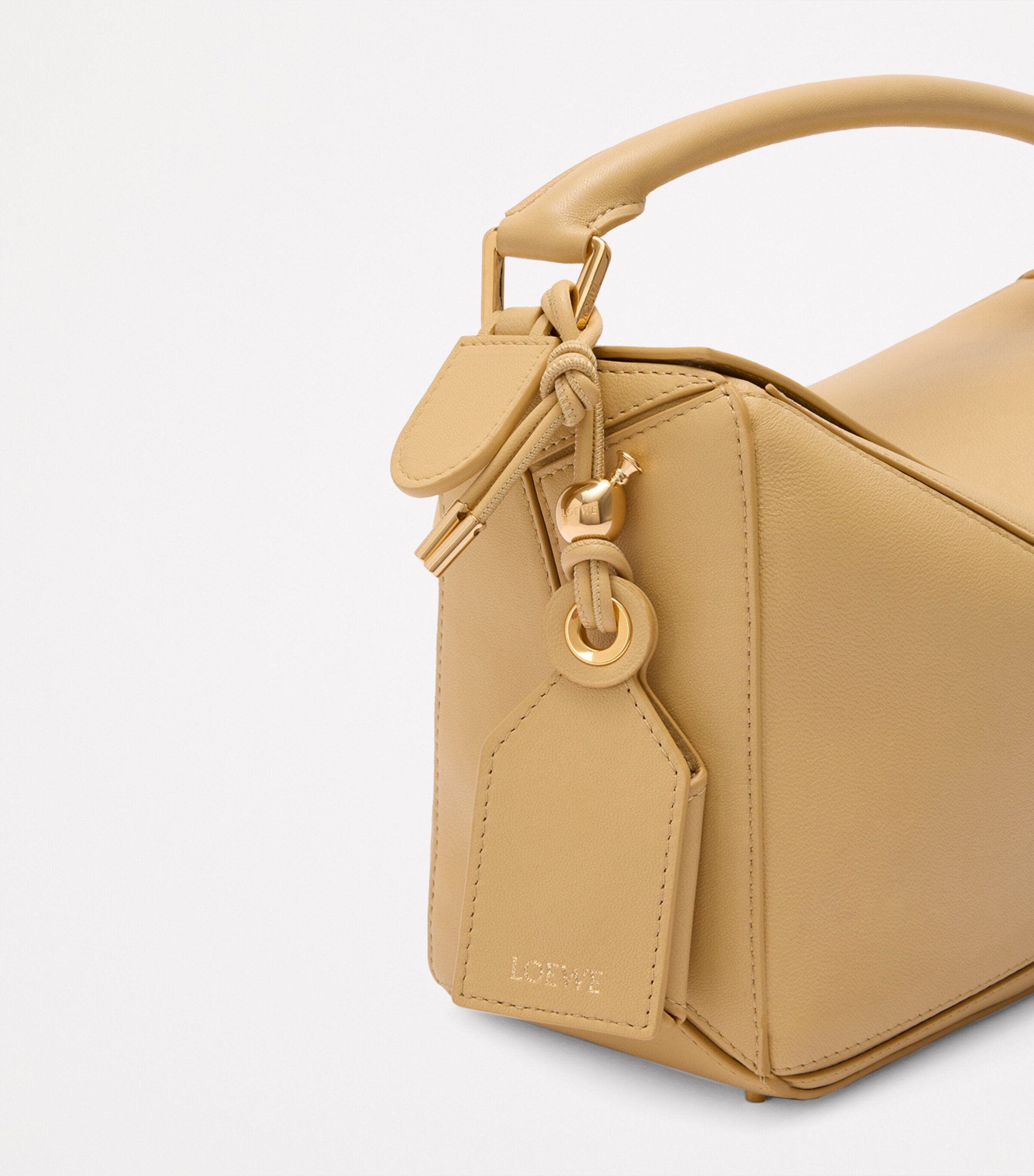 Small Leather Featherlight Puzzle Top-Handle Bag YELLOW Image 10