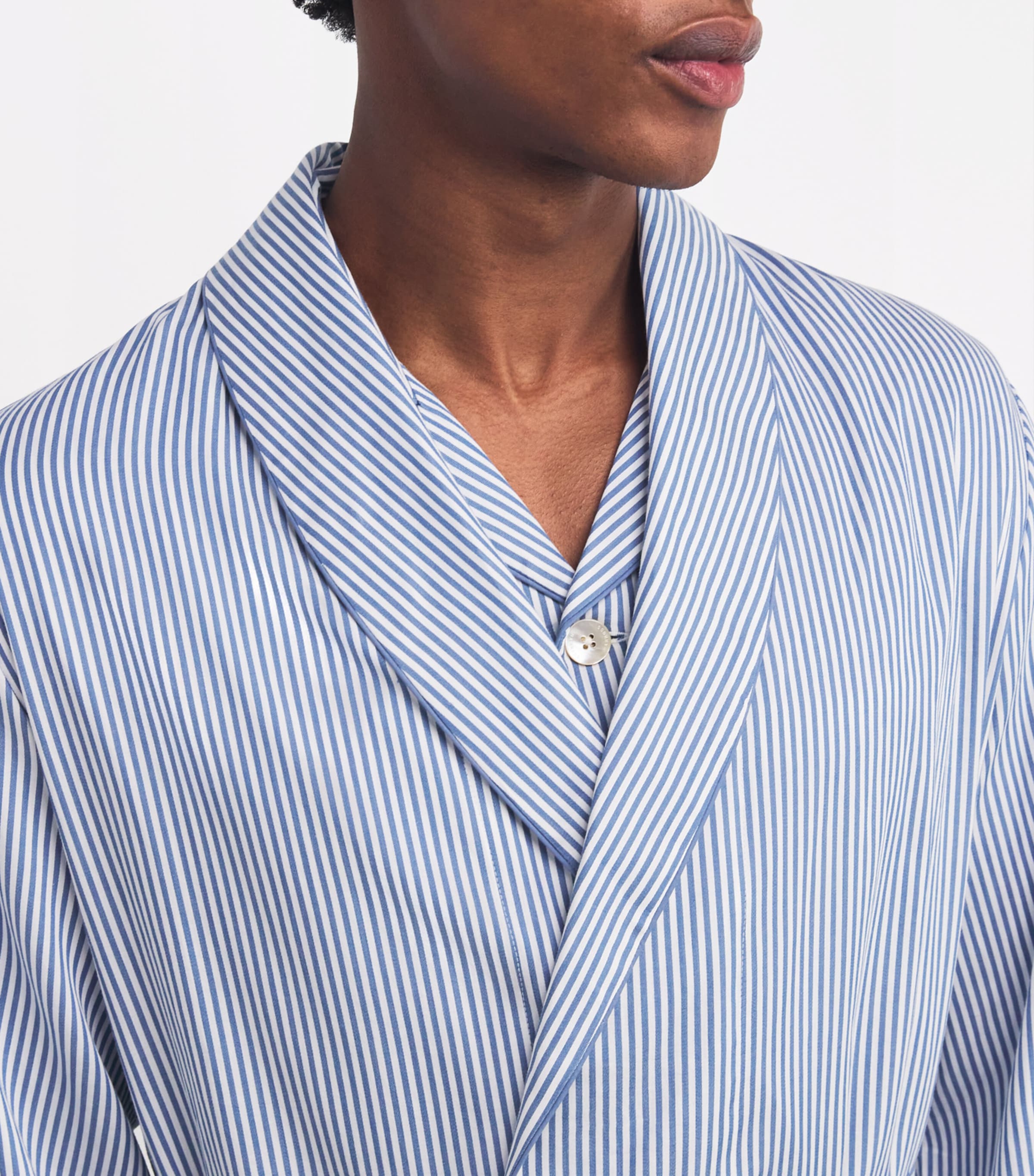 Cotton Striped Robe BLUE Image 4