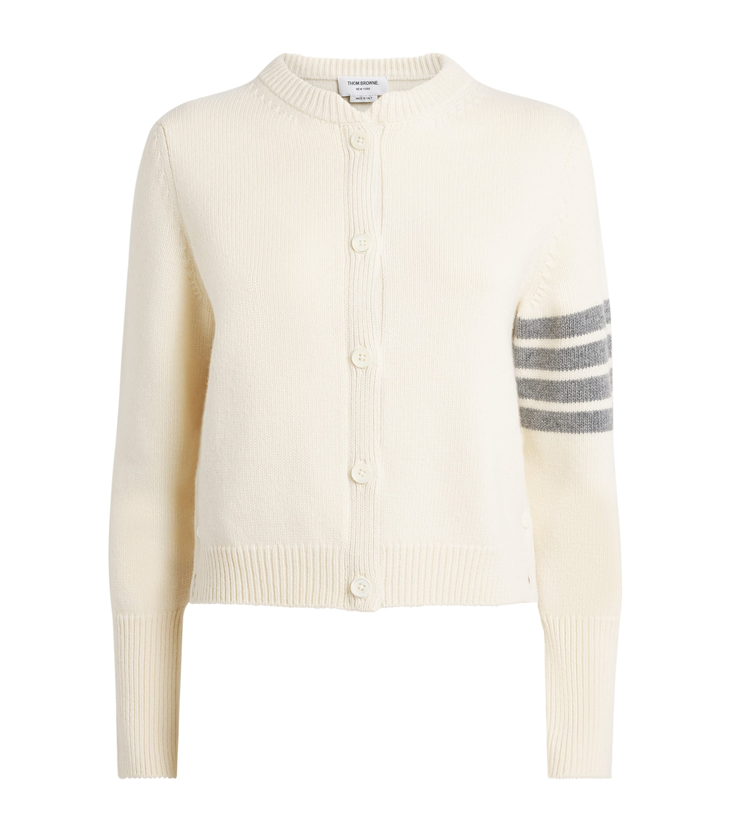 Thom Browne Womens Wool Hector 4-Bar Cardigan White Image 1