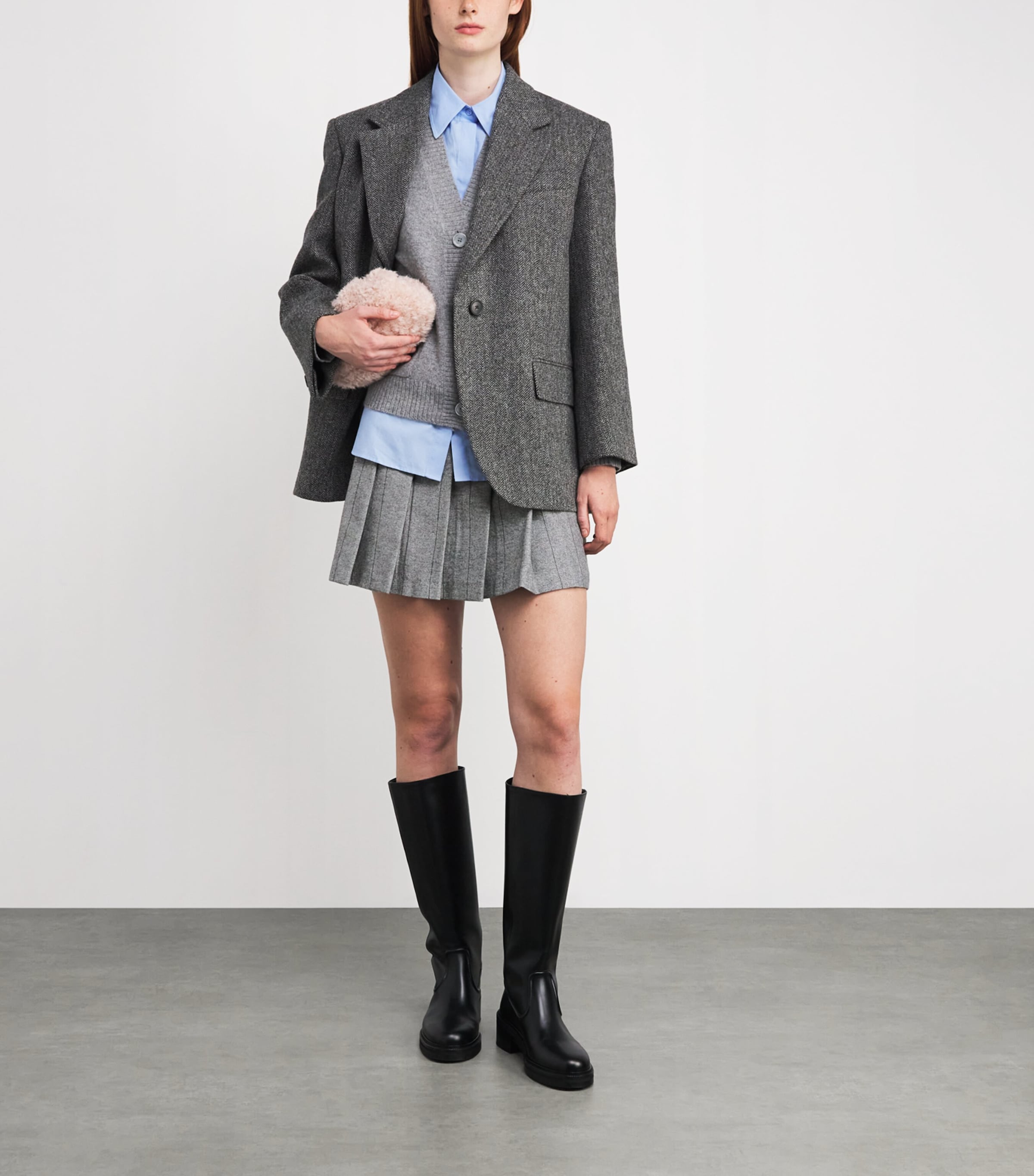 Wool-Blend Pleated Mini Skirt GREY Image 2