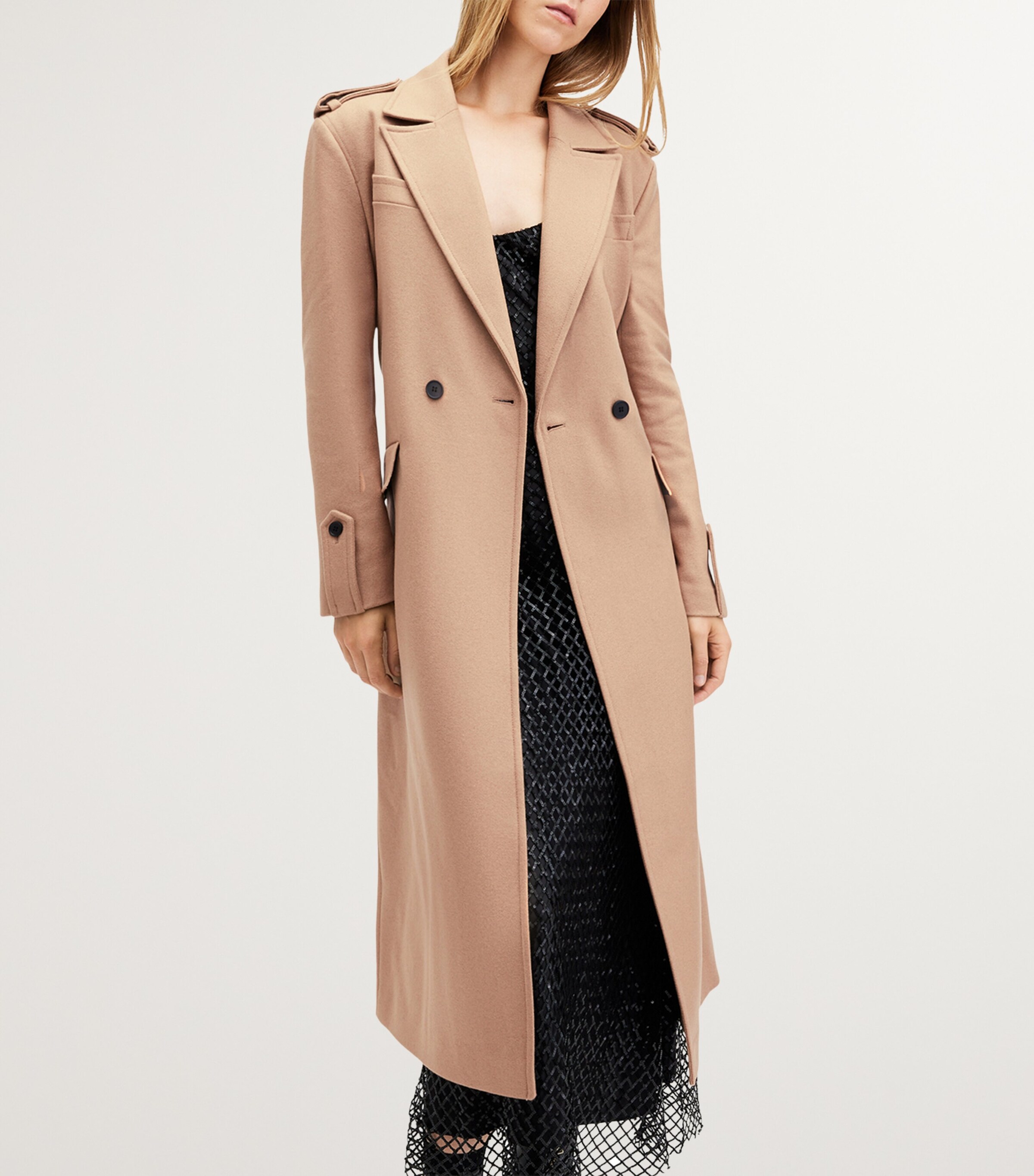 AllSaints Brown Wool-Blend Augusta Coat | Harrods US