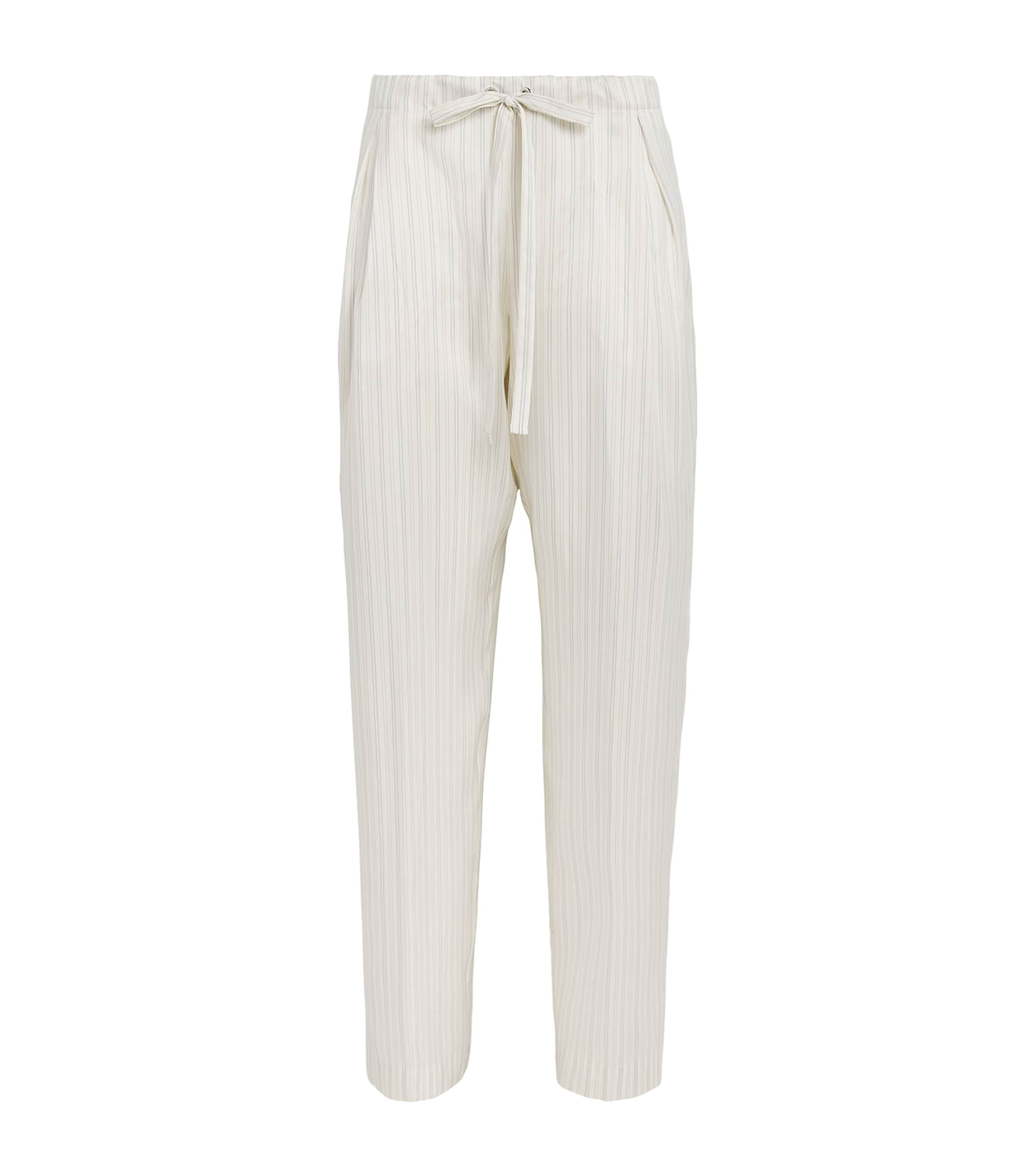 Khaite Silk Striped Trenton Trousers In White