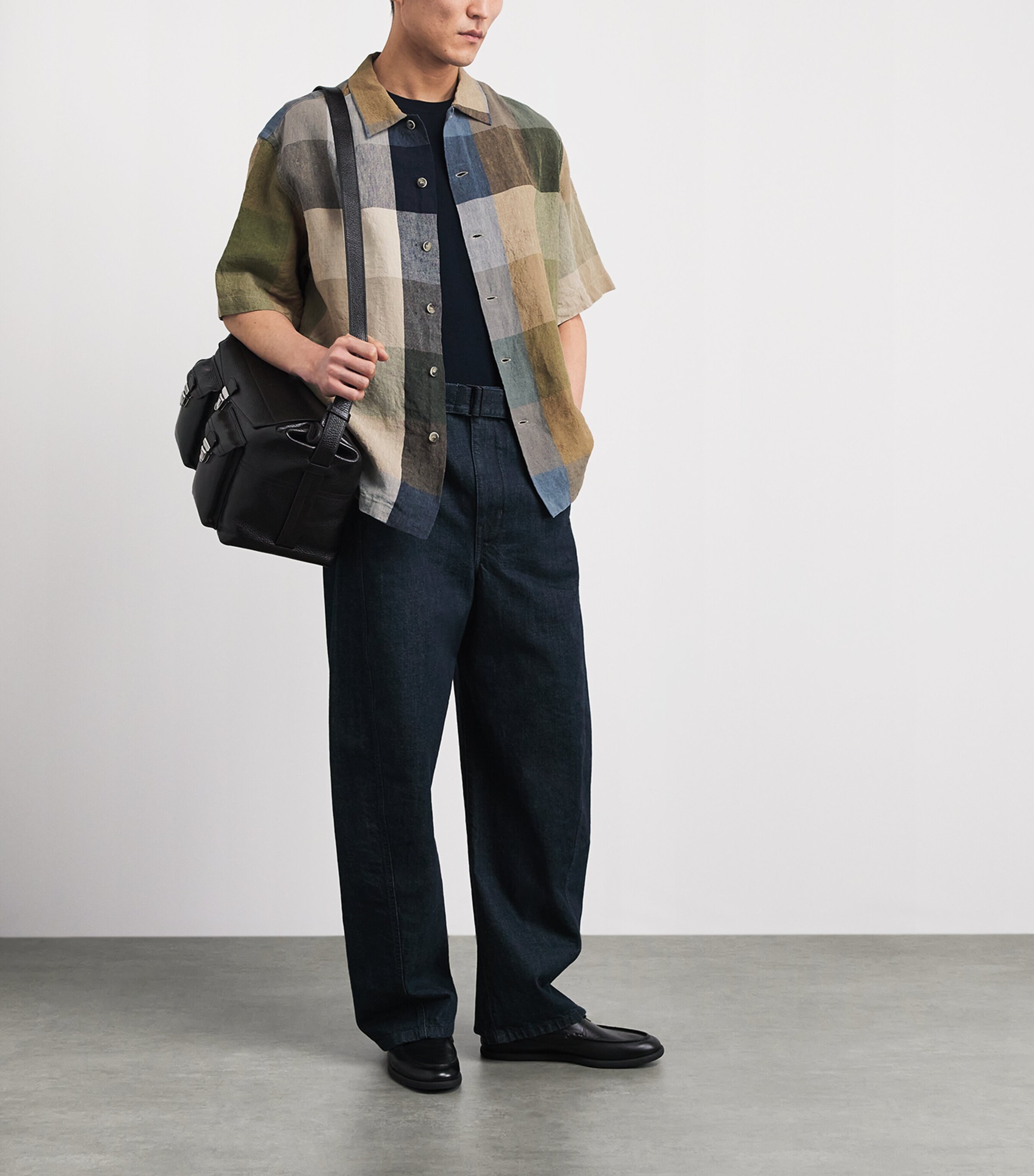 Barena Mens Linen Patchwork Oversized Short-Sleeve Shirt Uni Unico Image 2