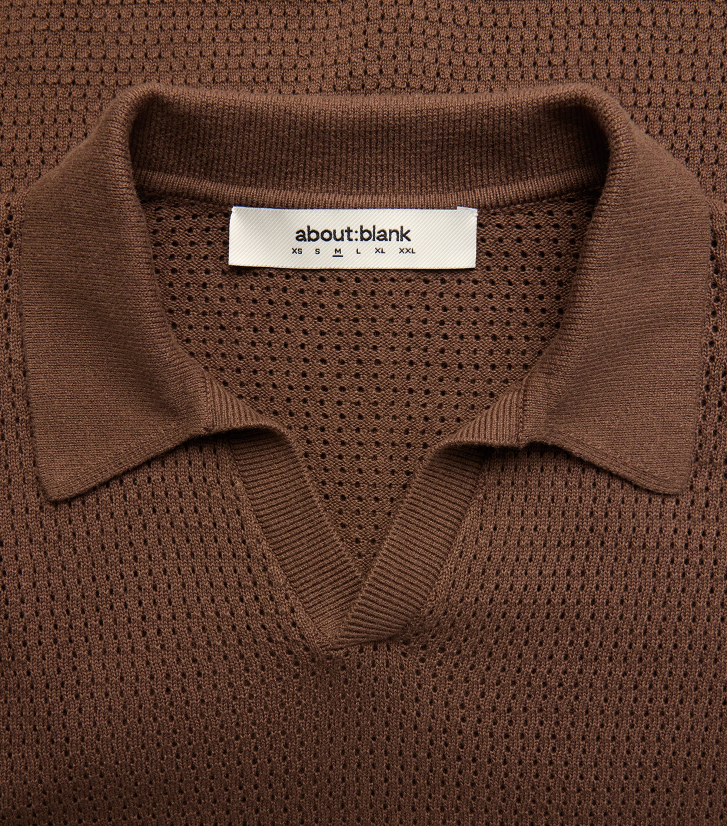 about:blank Mens Knitted Long-Sleeve Polo Shirt Brown Image 6