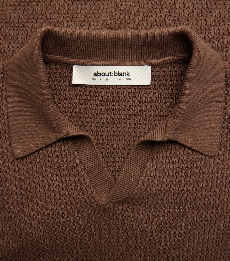 about:blank Mens Knitted Long-Sleeve Polo Shirt Brown Image 6