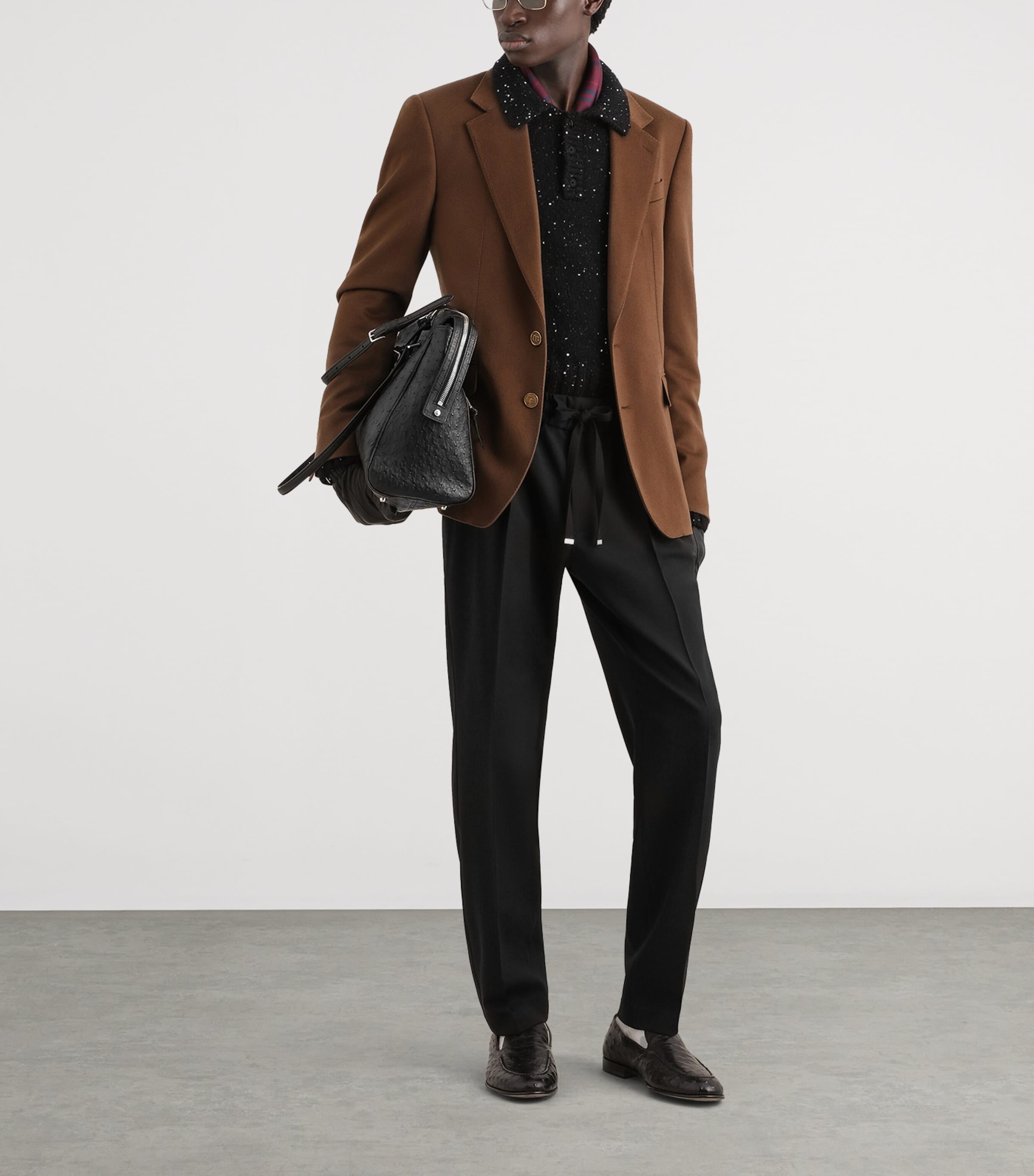 Dolce&Gabbana Mens Cashmere Single-Breasted Blazer Dark Brown Image 2