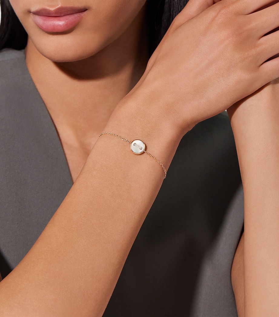 Rose Gold, Diamond and Mother-of-Pearl Pom Pom Dot Bracelet DB0MP Image 3