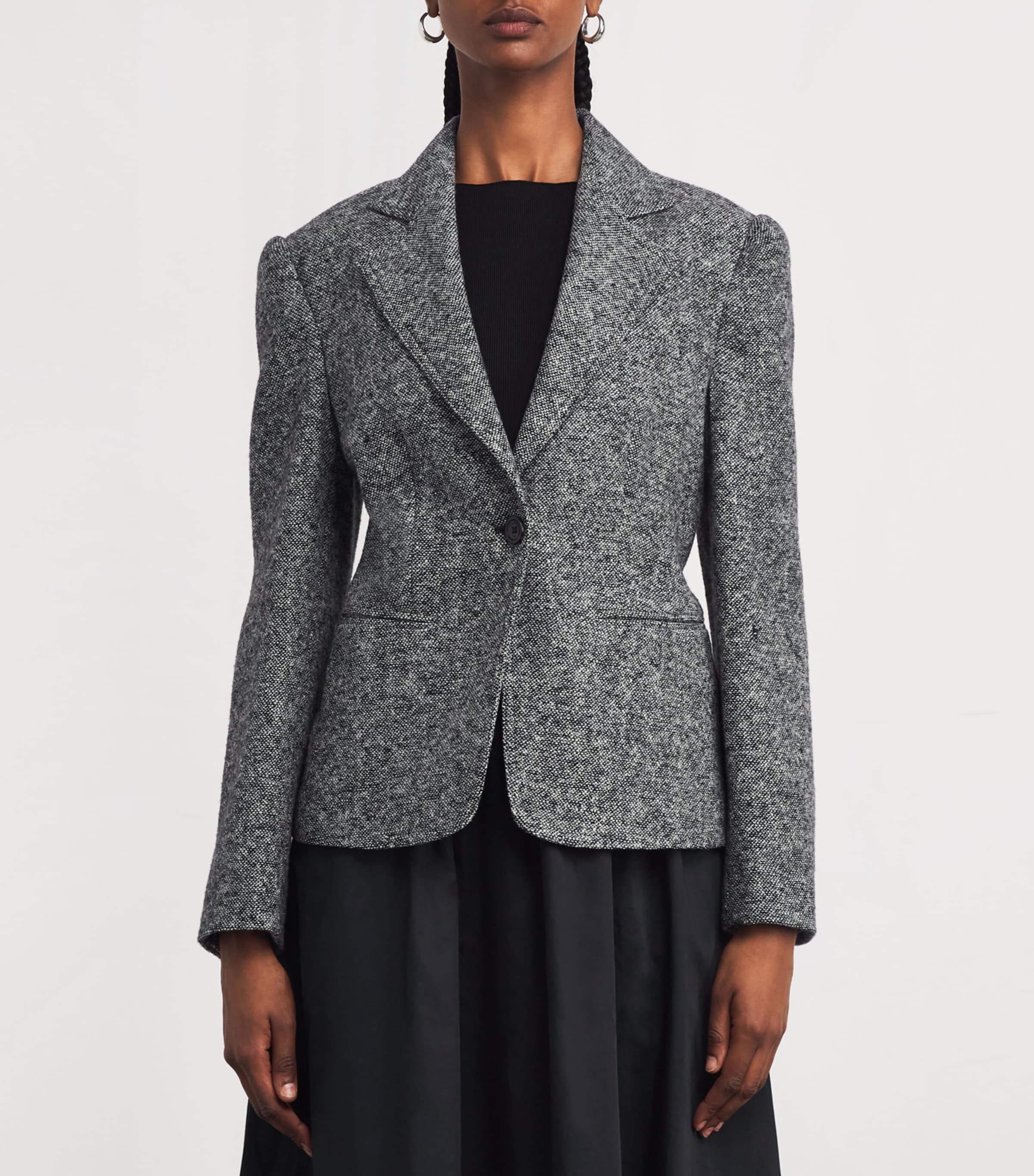 Wool-Silk Blazer WHITE BLACK Image 3