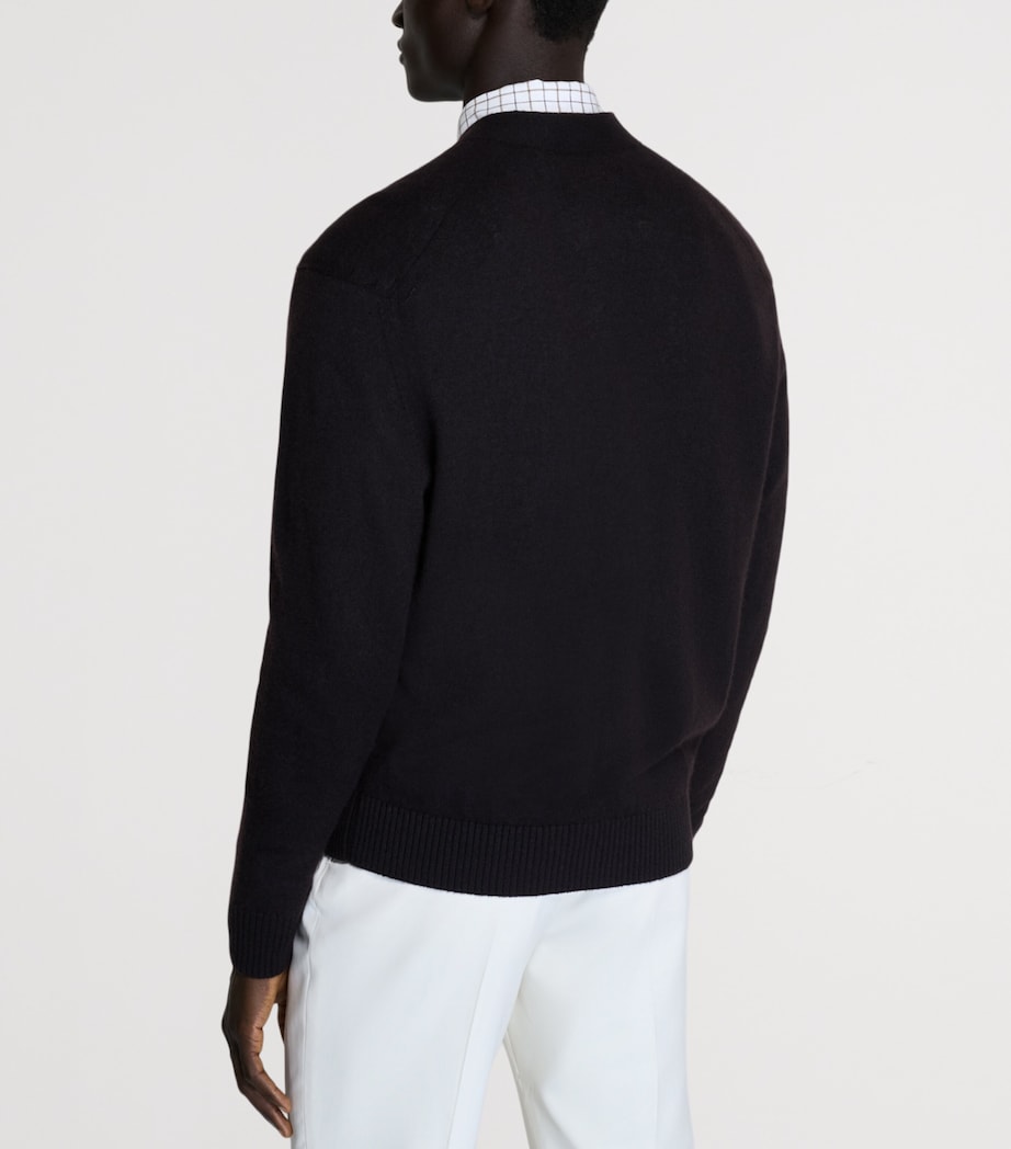 Dunhill Mens Cashmere-Linen V-Neck Cardigan Brown Image 3