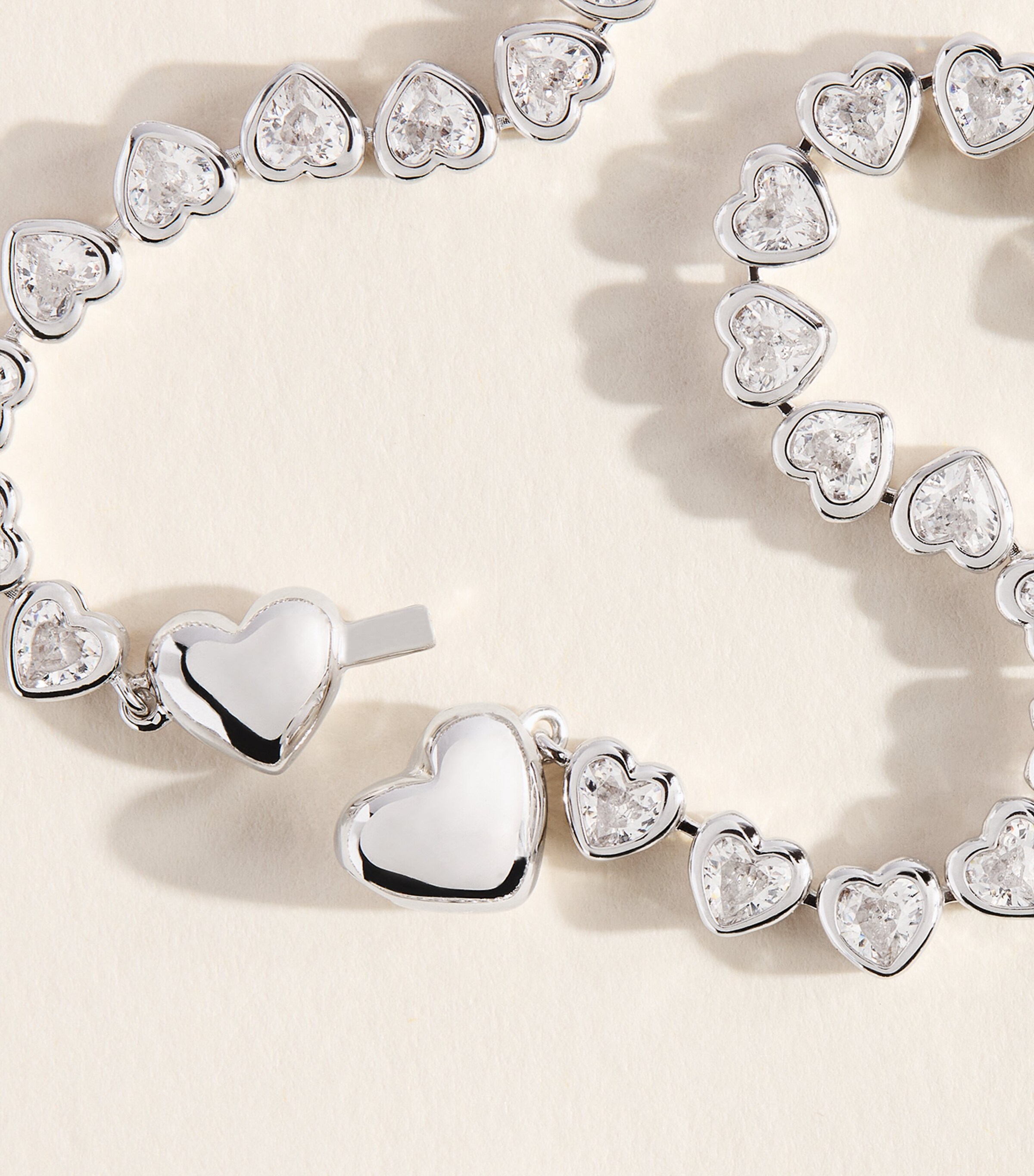 Astrid & Miyu Sterling Silver Heart Tennis Necklace Silver Image 3