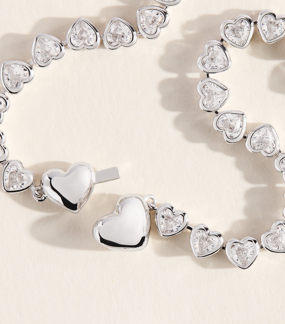 Astrid & Miyu Sterling Silver Heart Tennis Necklace Silver Image 3