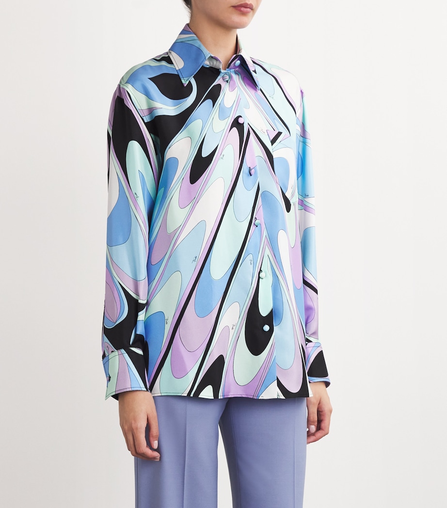 PUCCI Womens Silk Printed Shirt Celeste Image 3