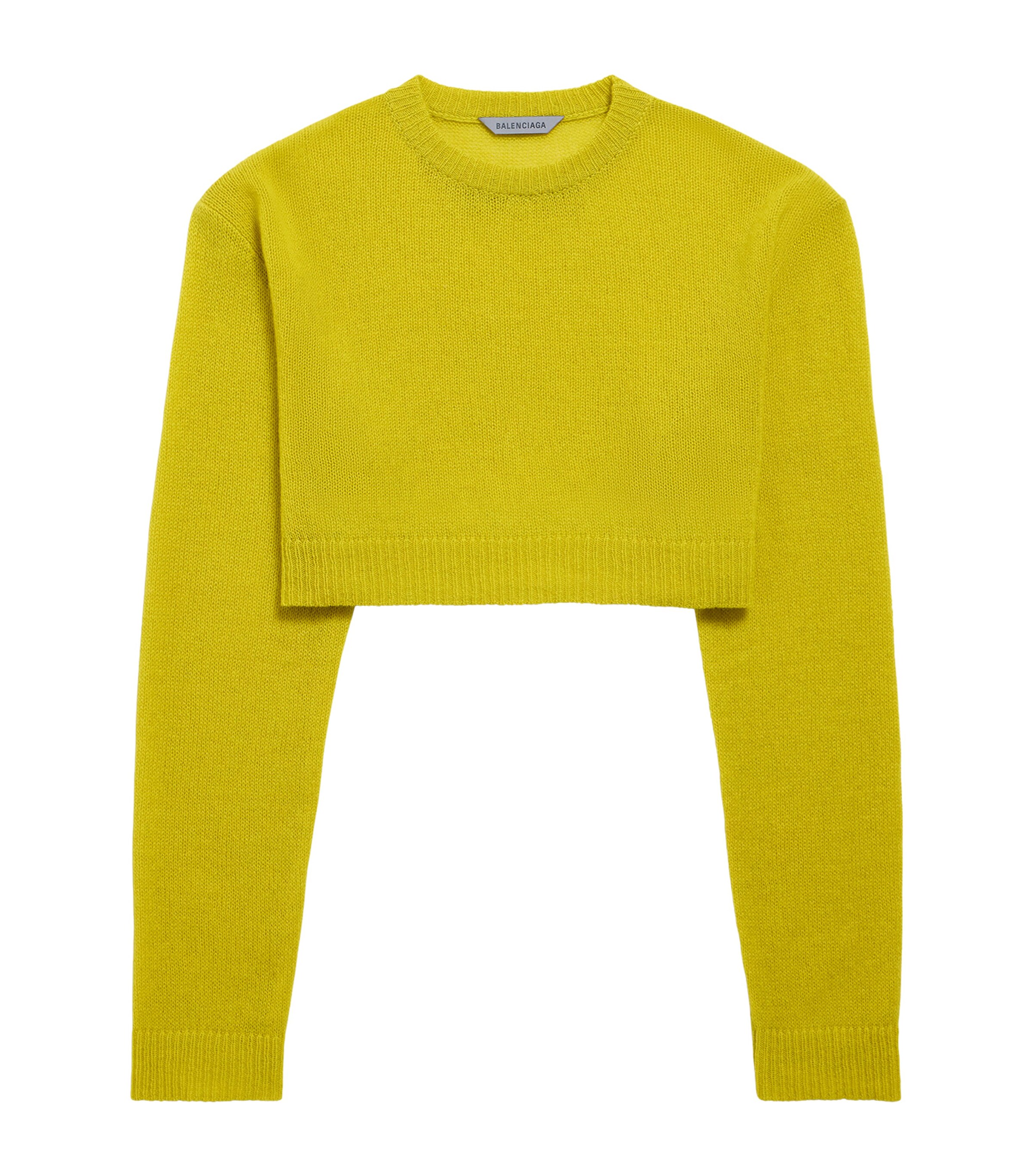 Balenciaga Womens Cashmere Crew-Neck Cropped Sweater Image 1