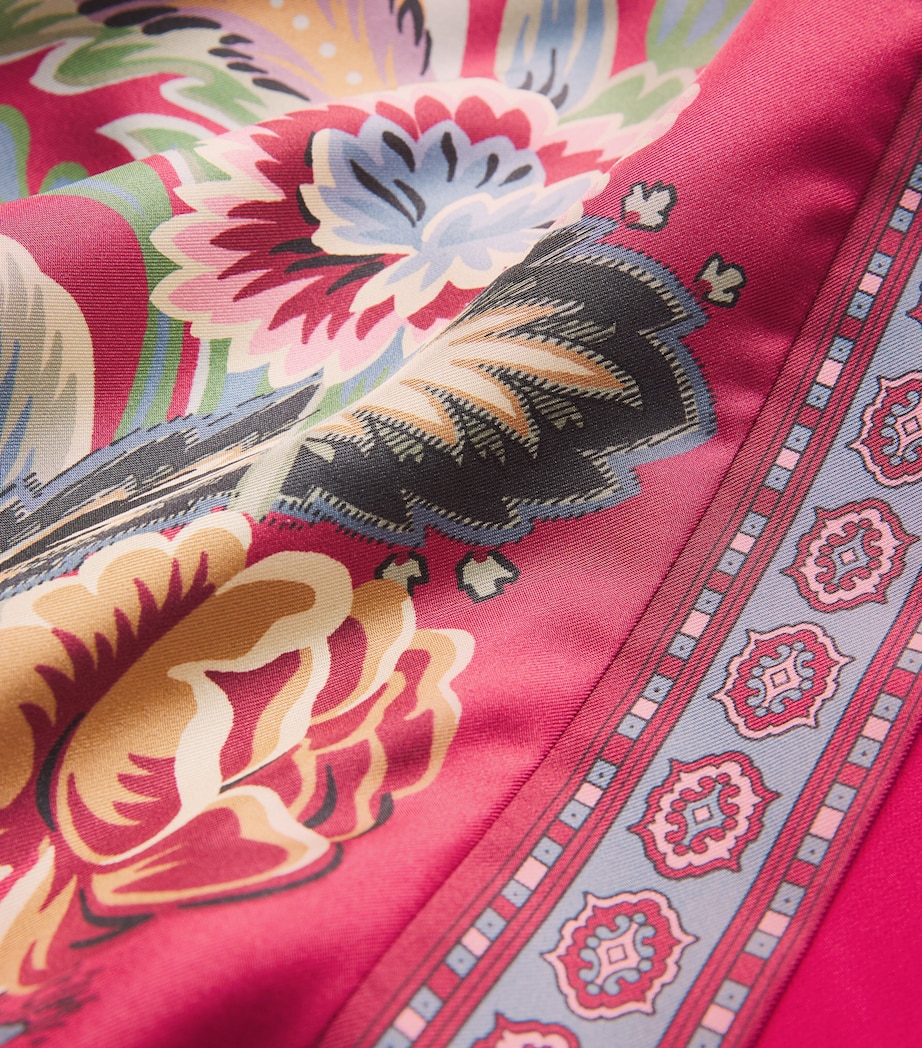 Silk Floral Print Short Robe X0865 Image 5