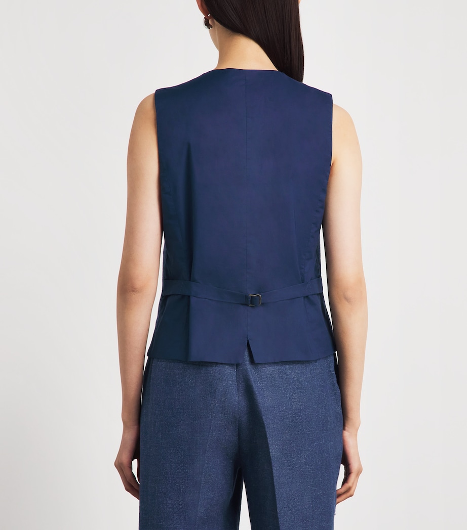 Polo Ralph Lauren Womens Linen-Cotton Waistcoat Blue Melange Image 5