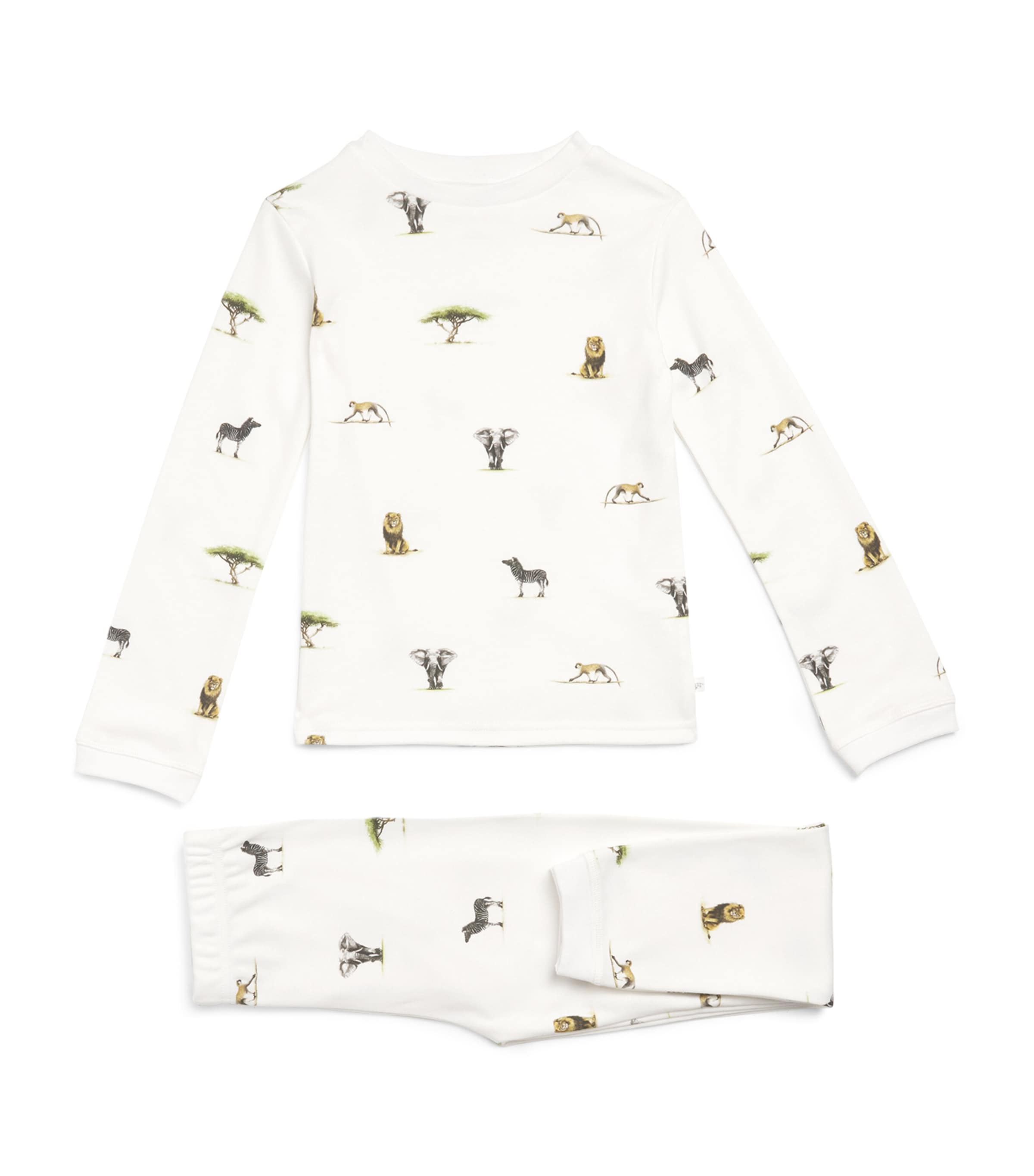 Rosa & Blue Kids' Safari Pyjama Set In White