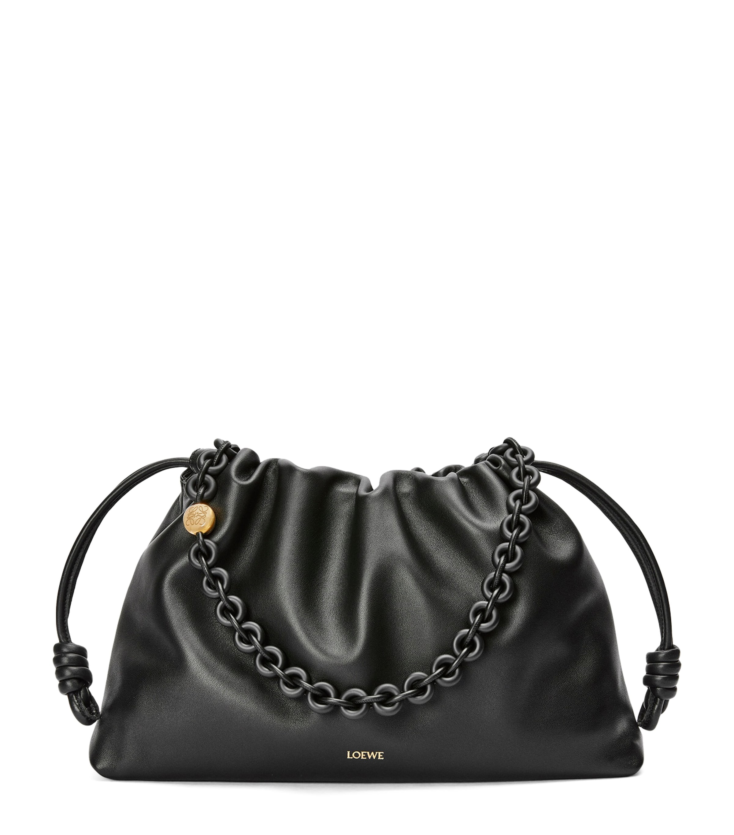 Shop Loewe Large Leather Flamenco Shoulder Bag In Black