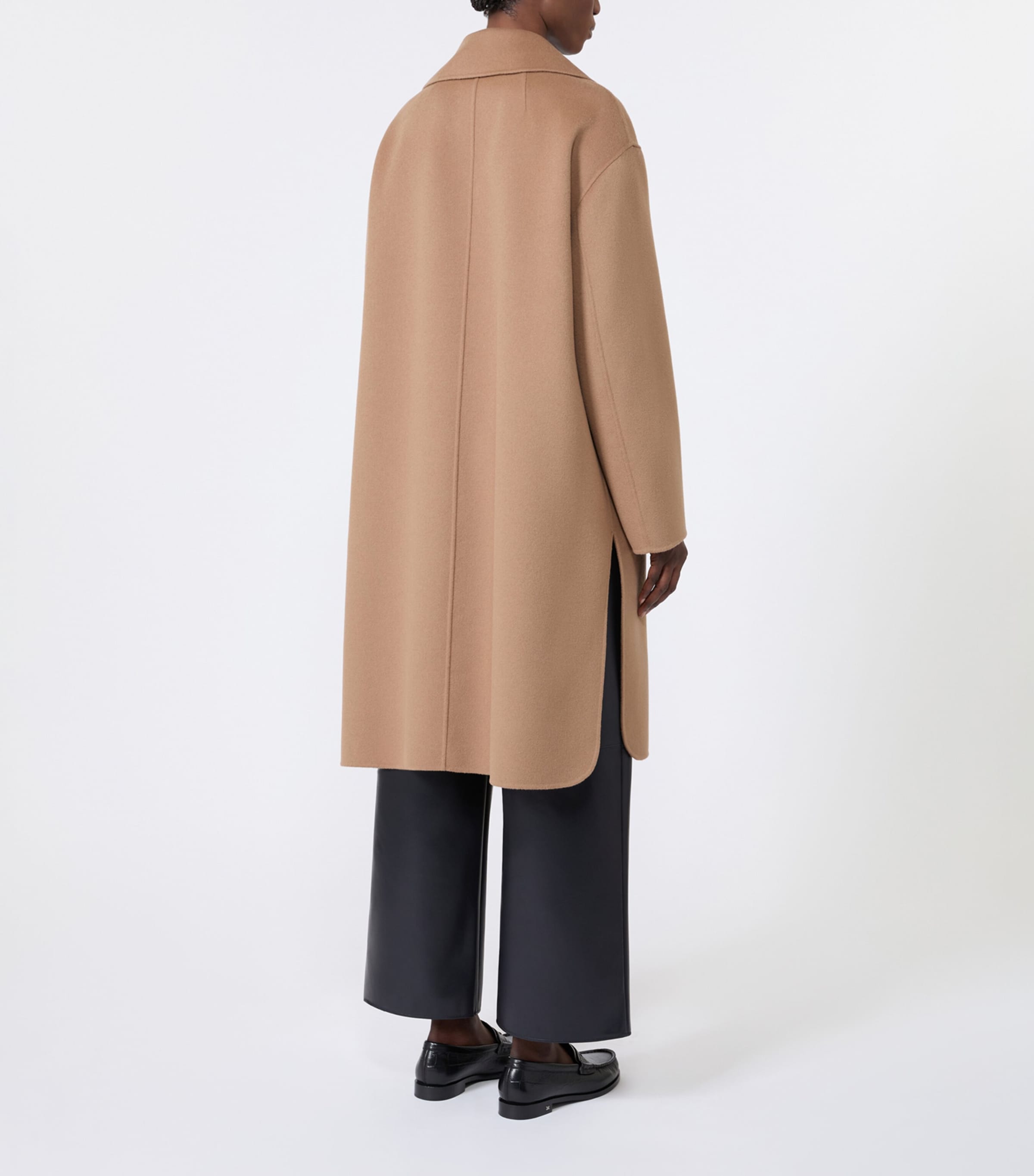 Max Mara Womens Virgin Wool Double Breasted Coat Camel Image 4