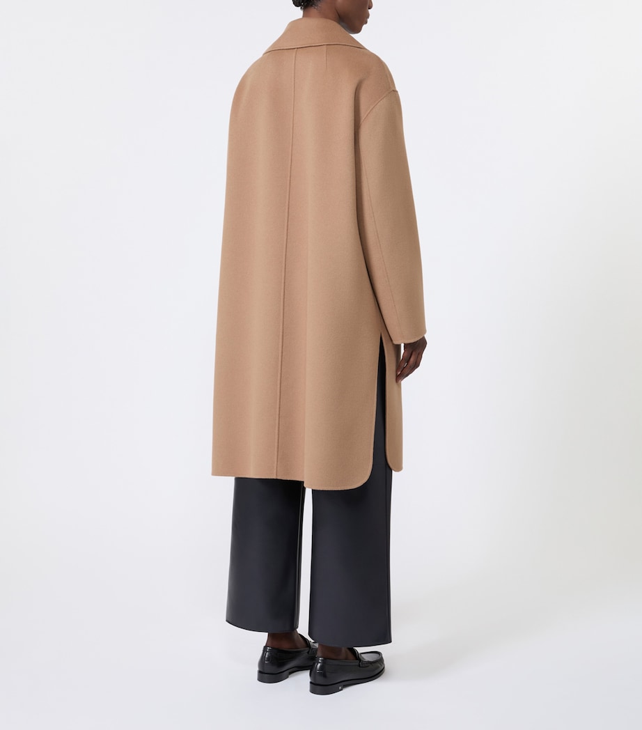 Max Mara Womens Virgin Wool Double Breasted Coat Camel Image 4