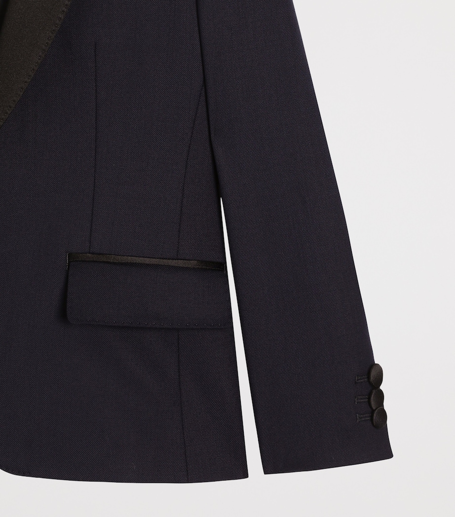 Dolce&Gabbana Kids Virgin Wool-Blend Blazer (8-14 Years) Dark Blue Image 3