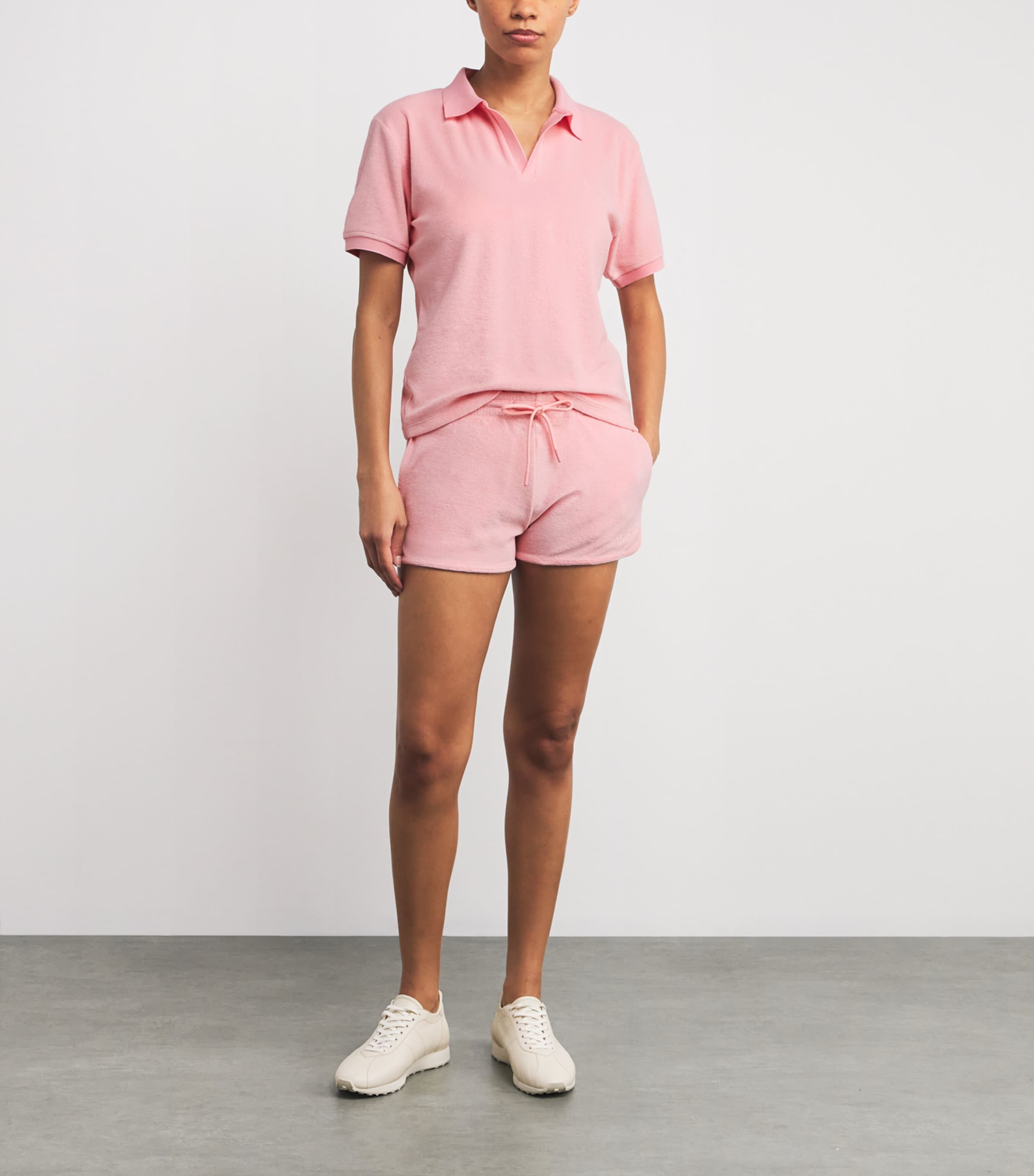 Cotton Terry Towelling Polo Shirt PINK Image 2