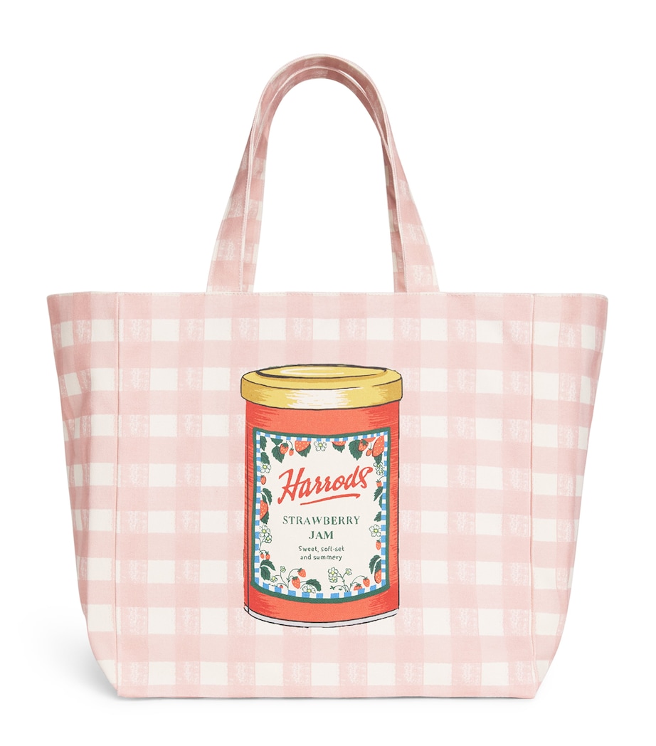 Harrods Cotton Canvas Jam Tote Bag Neutral Image 1