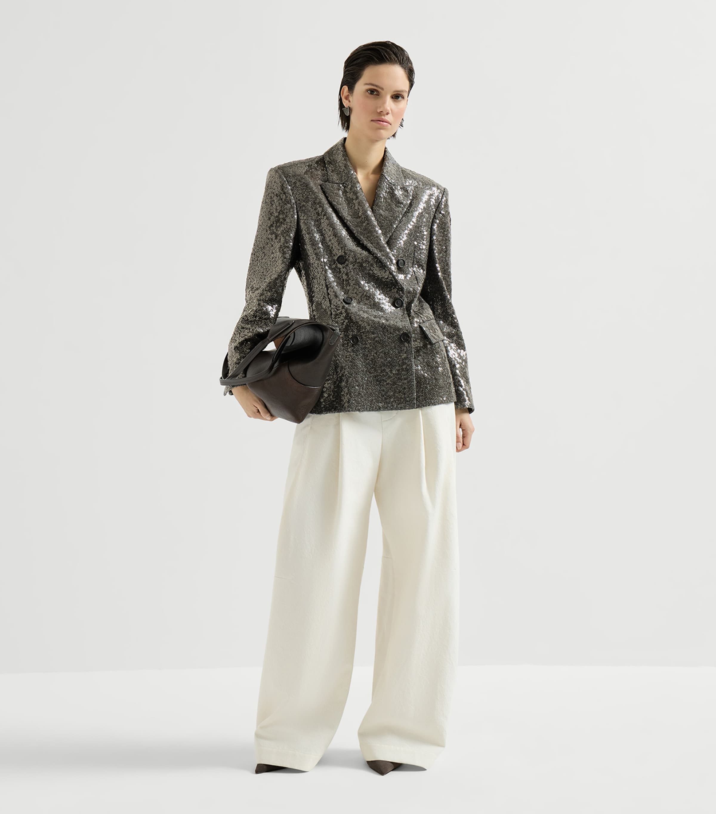 Brunello Cucinelli Womens Virgin Wool Sequin Blazer Image 5
