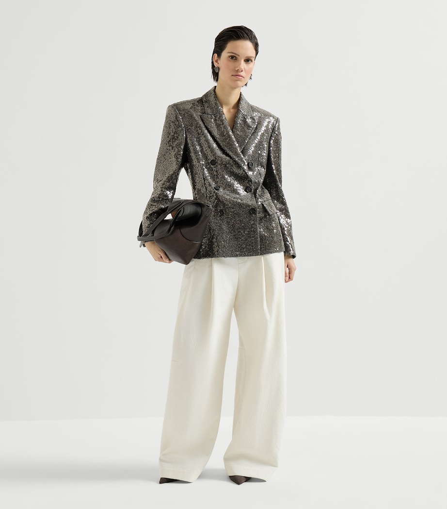 Brunello Cucinelli Womens Virgin Wool Sequin Blazer Image 5
