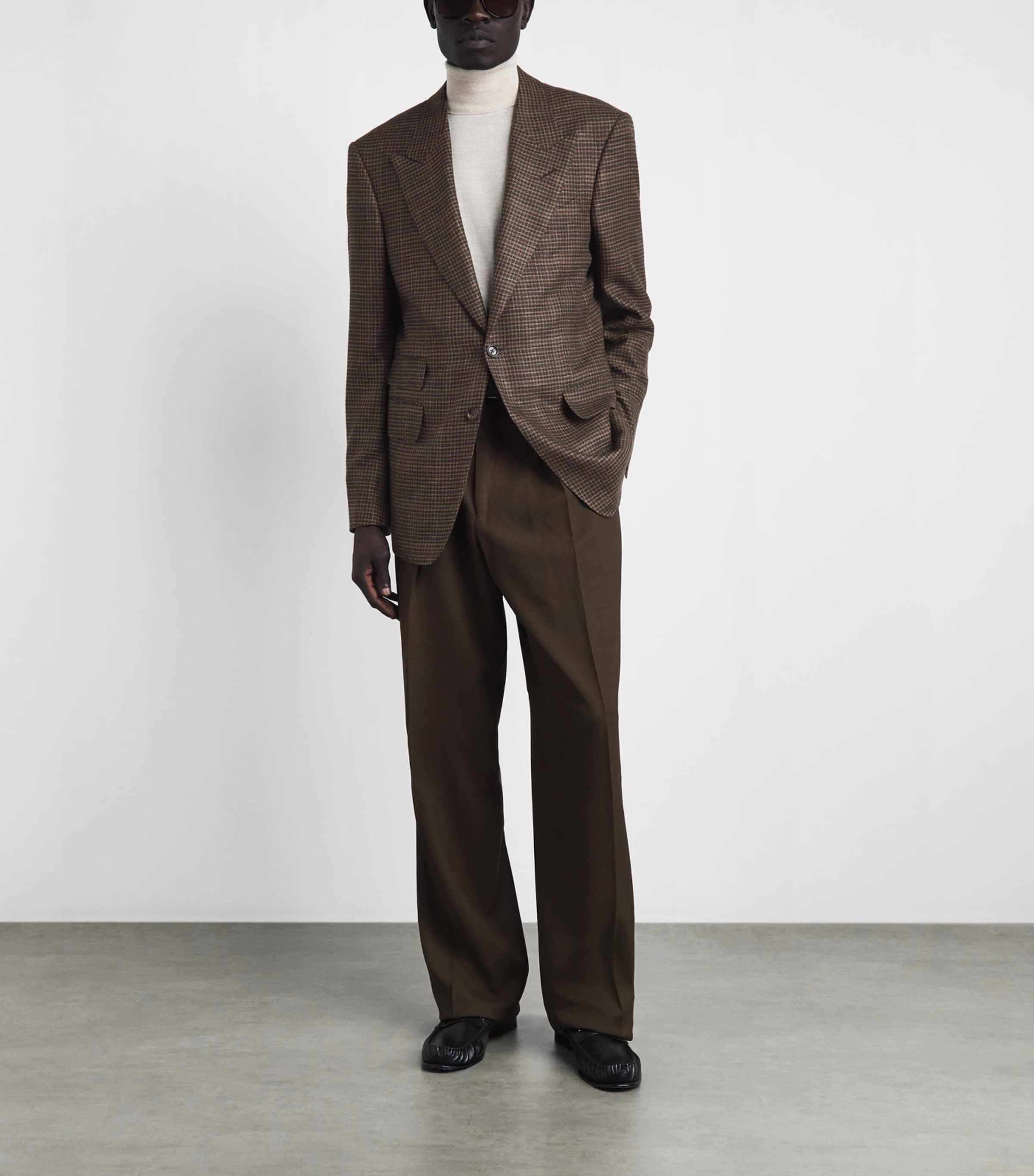 TOM FORD Mens Wool-Blend Houndstooth Shelton Blazer Nef Image 2