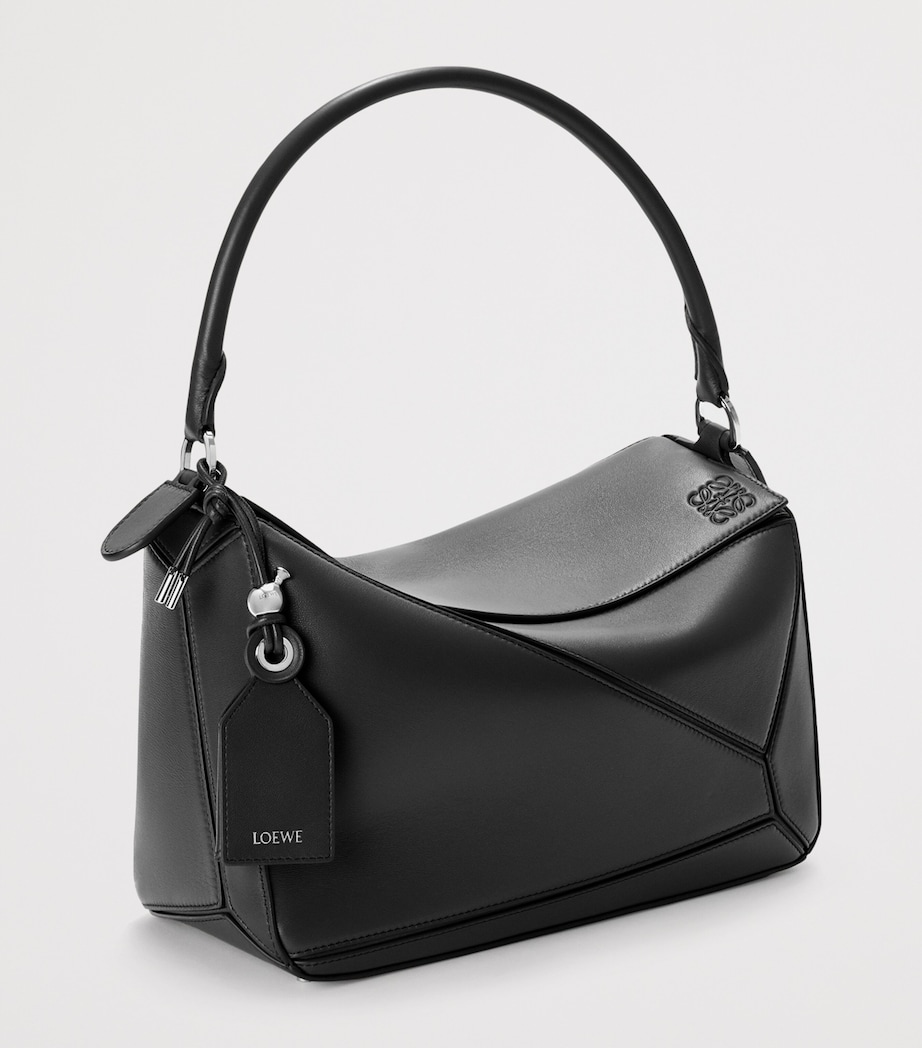 LOEWE Womens Medium Leather Featherlight Puzzle Top-Handle Bag Black Image 3