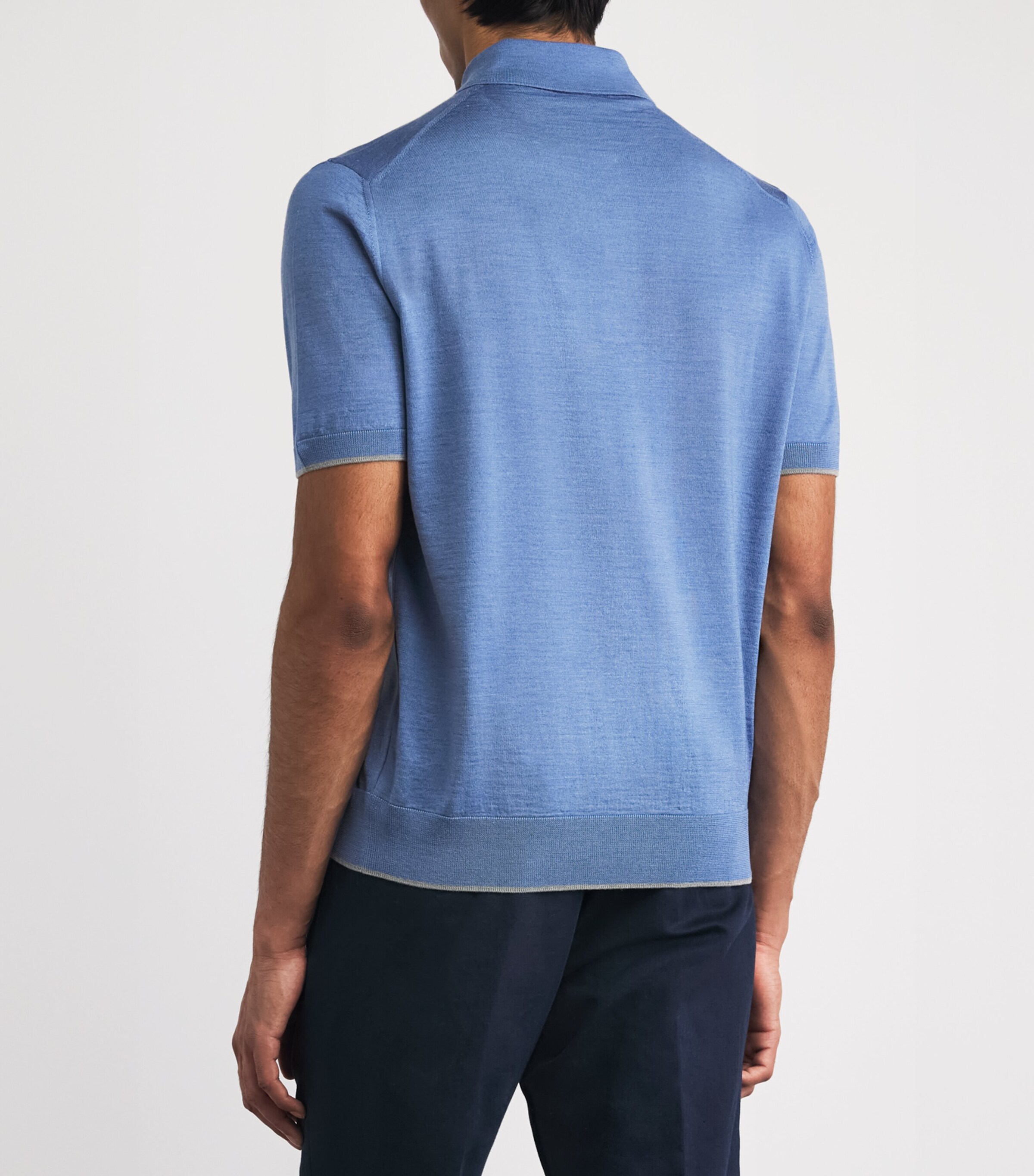 Paul & Shark Mens Wool-Silk Polo Shirt Light Blue Image 5