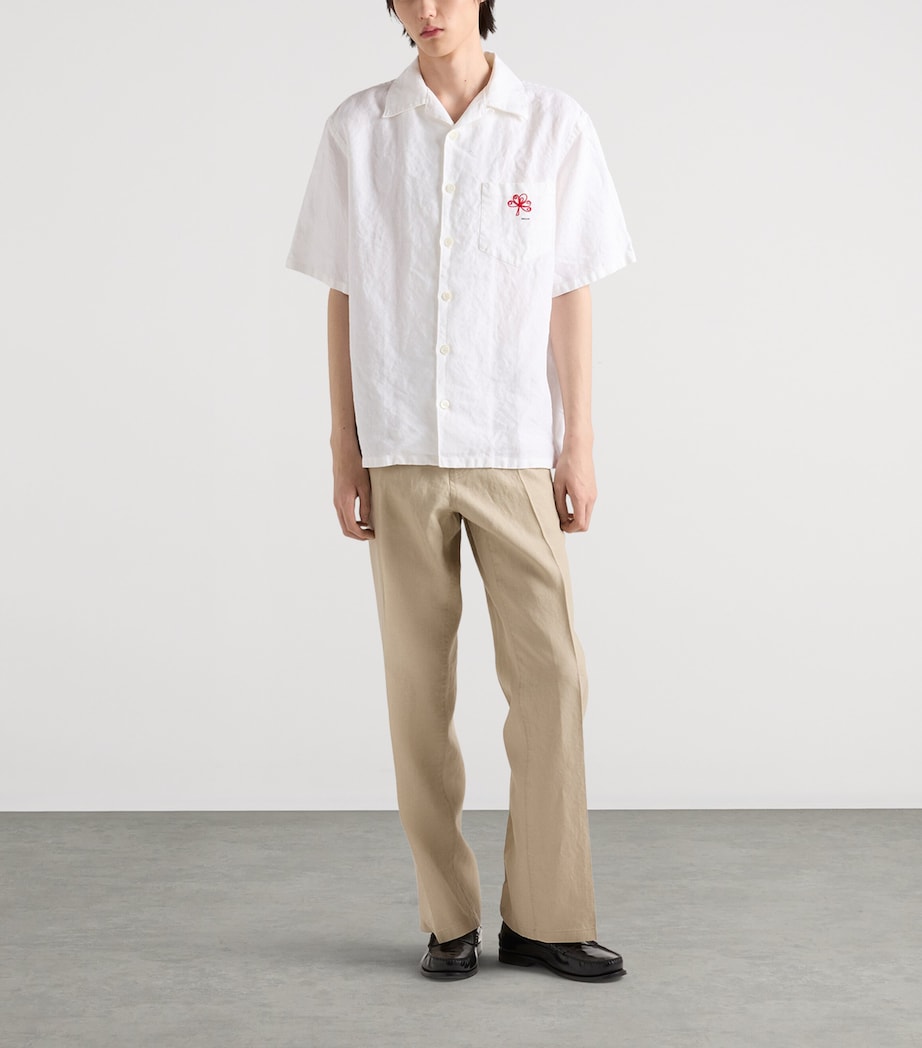 Prada Mens Linen Bowling Shirt White Image 2