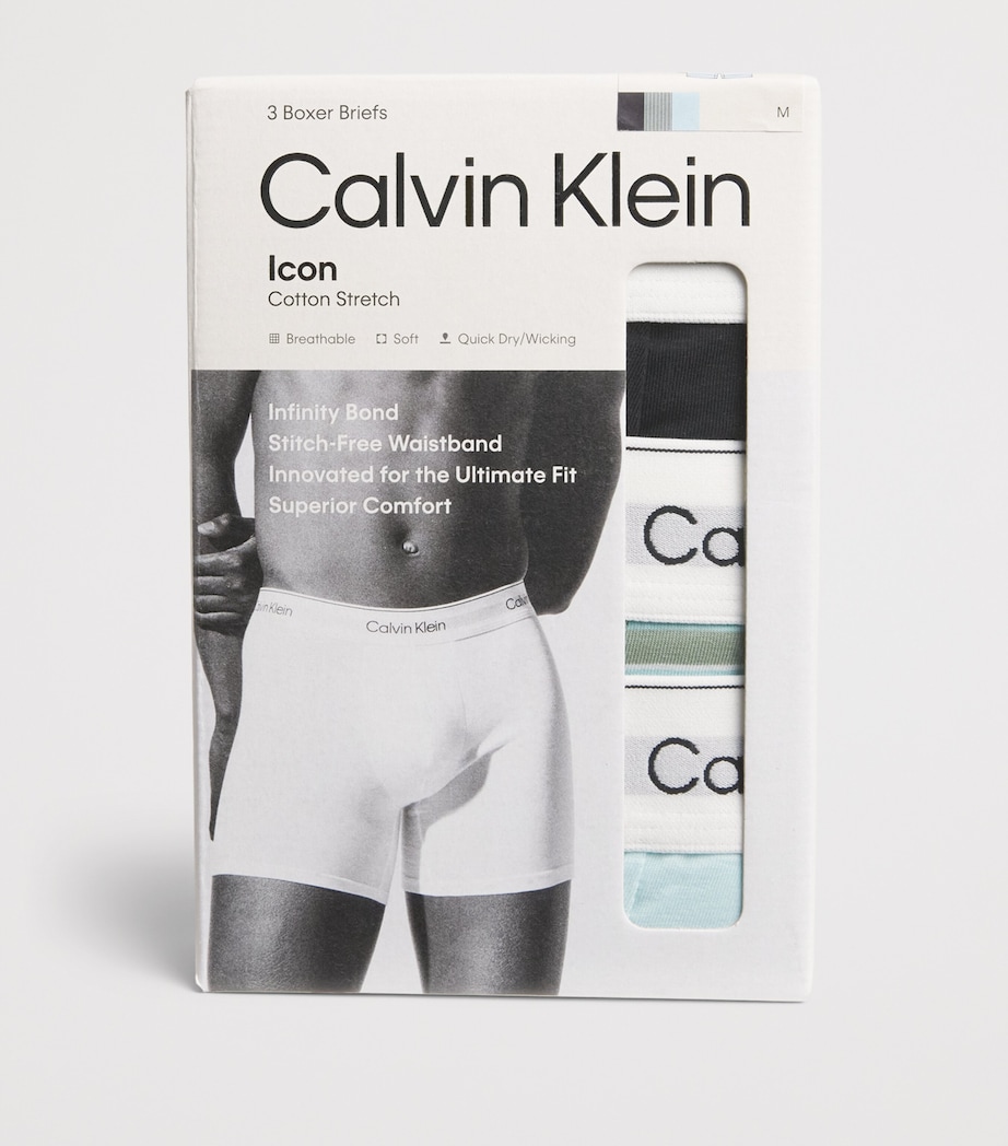 Calvin Klein Mens Stretch-Cotton Icon Boxer Briefs (Pack of 3) Black/spry/mist Image 4