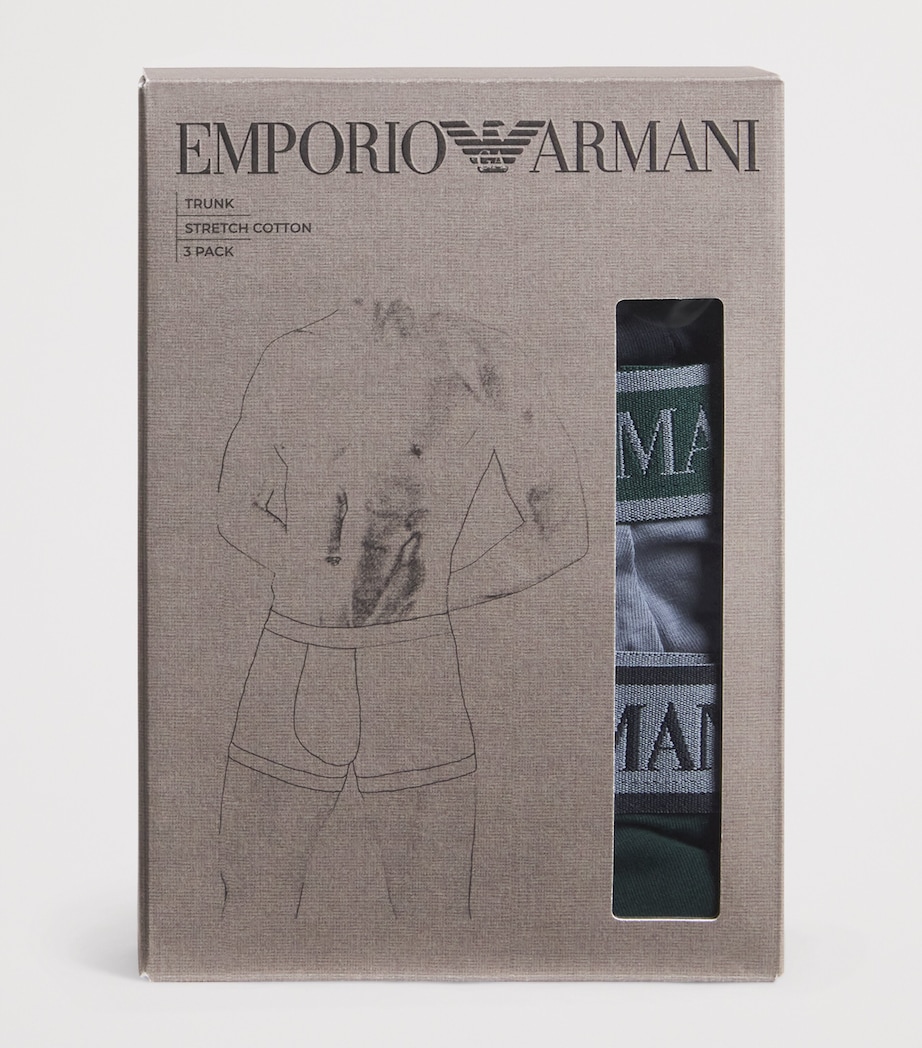 Stretch-Cotton Core Logo Trunks (Pack of 3) MB242 AR BLU/STN/PNE Image 2