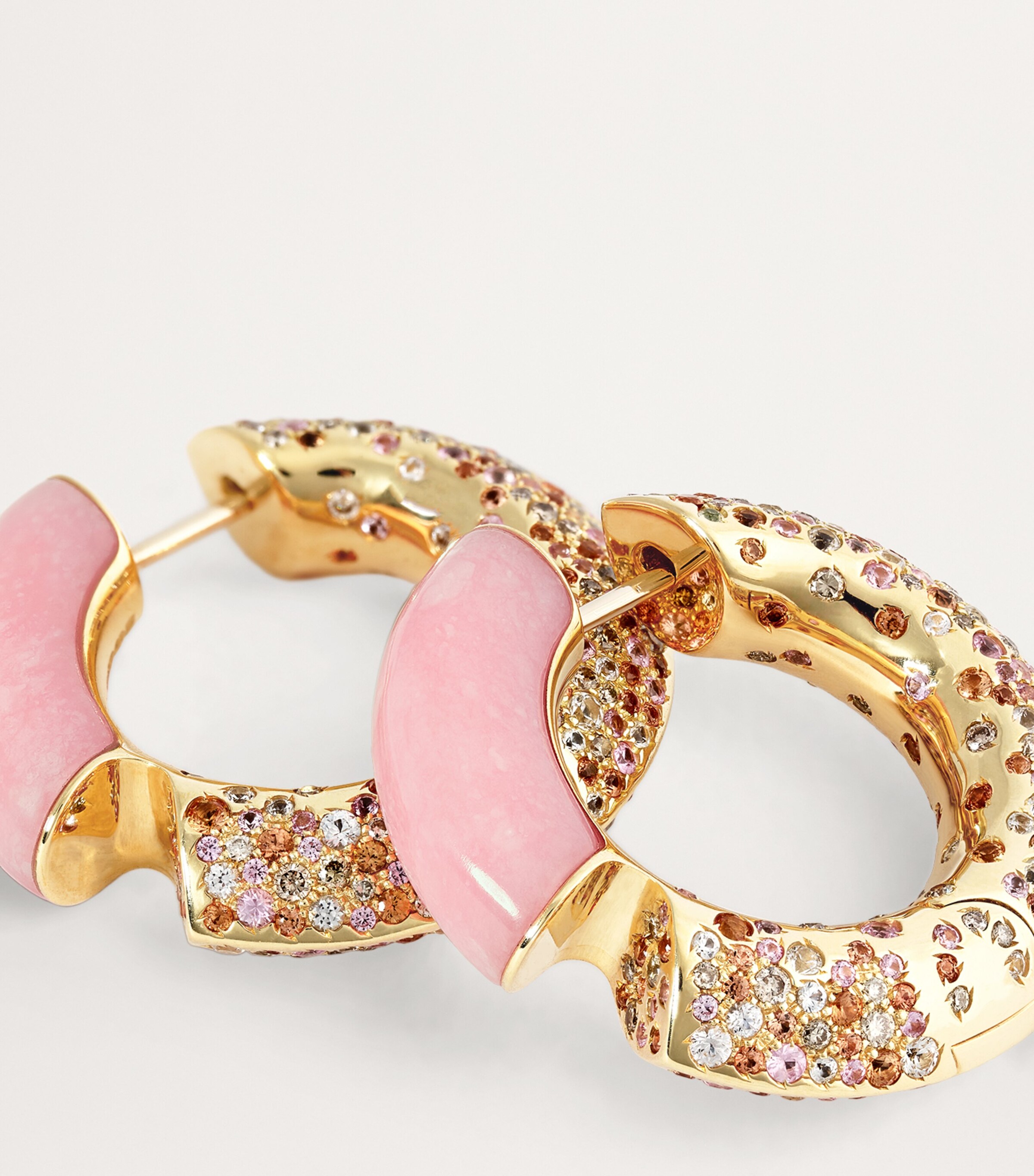 Tabayer Yellow Gold, Sapphire and Pink Opal Oera Earrings Yellow Gold Image 6