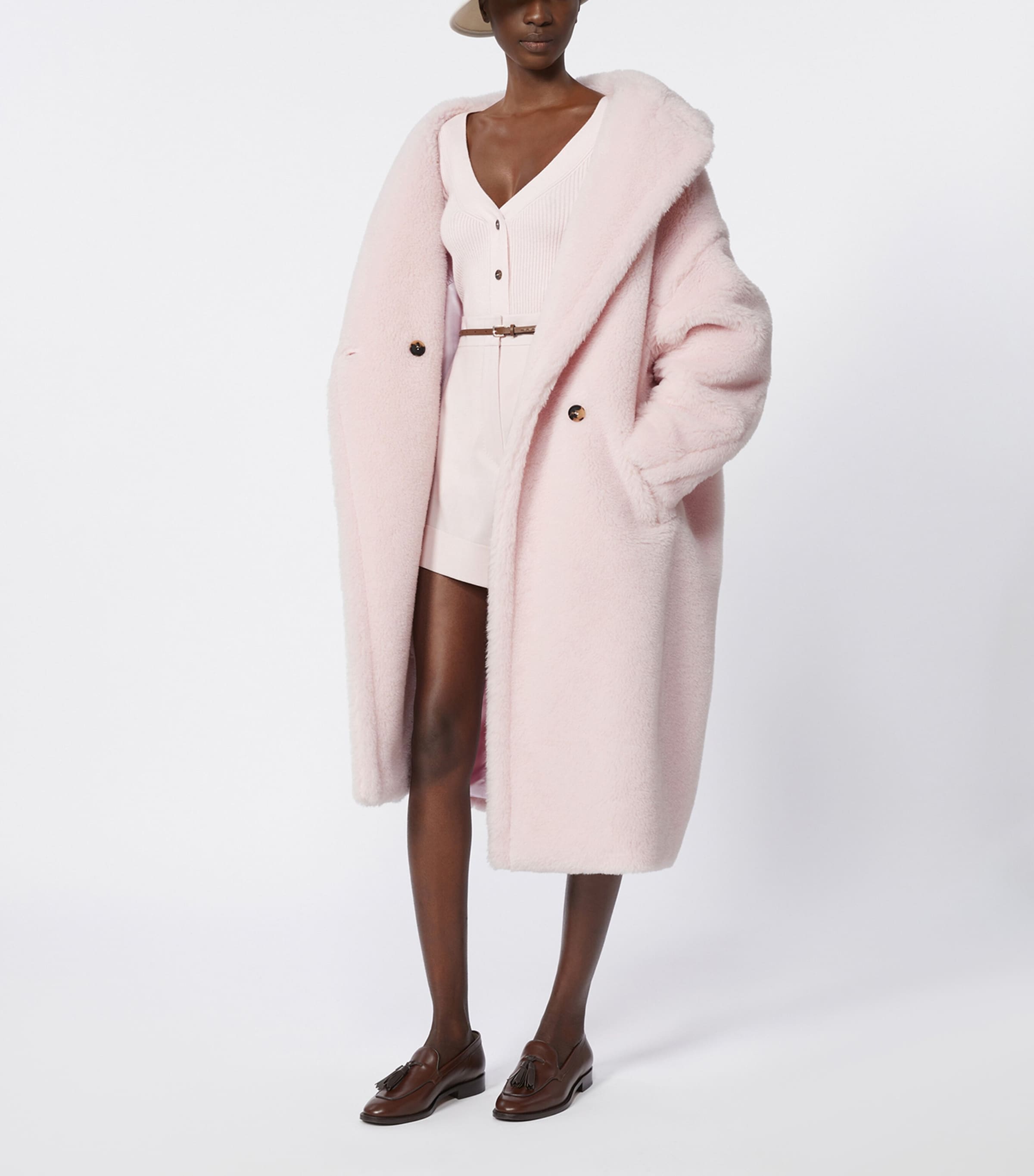 Virgin Wool-Cashmere Teddy Overcoat PINK Image 4