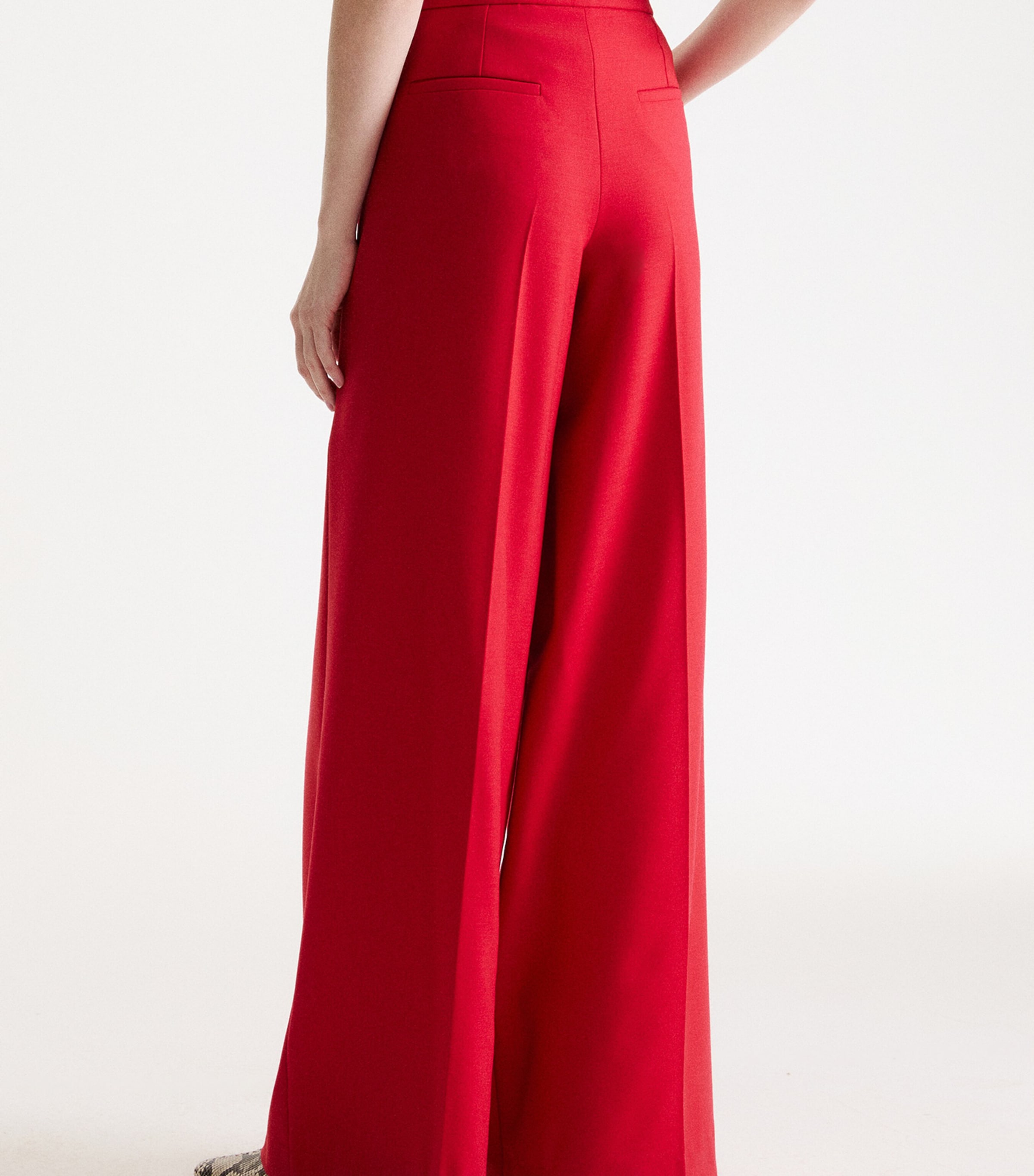 Marella Womens High-Rise Wide-Leg Trousers Red Image 3