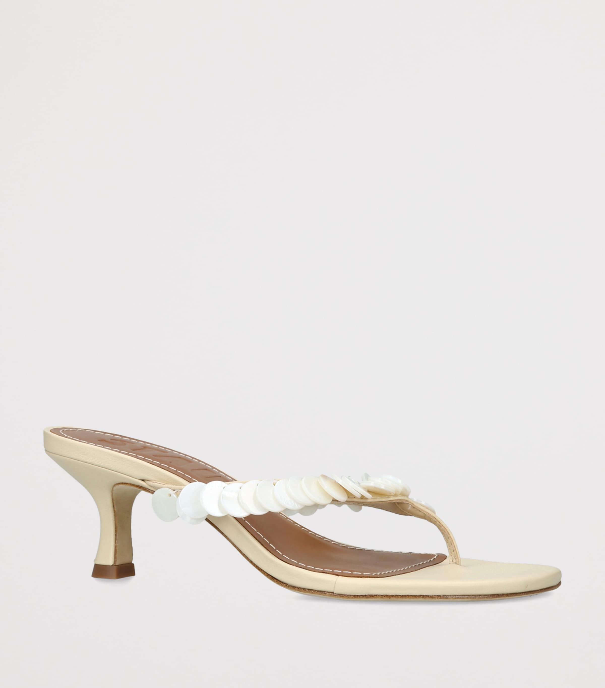 STAUD Leather Freja Heeled Mules 60 Cream Image 3