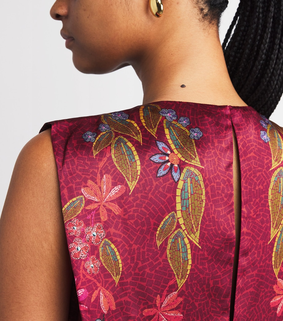 Satin Terrazzo Print Gwen Midi Dress 2421-GARNET TERRAZZO Image 4