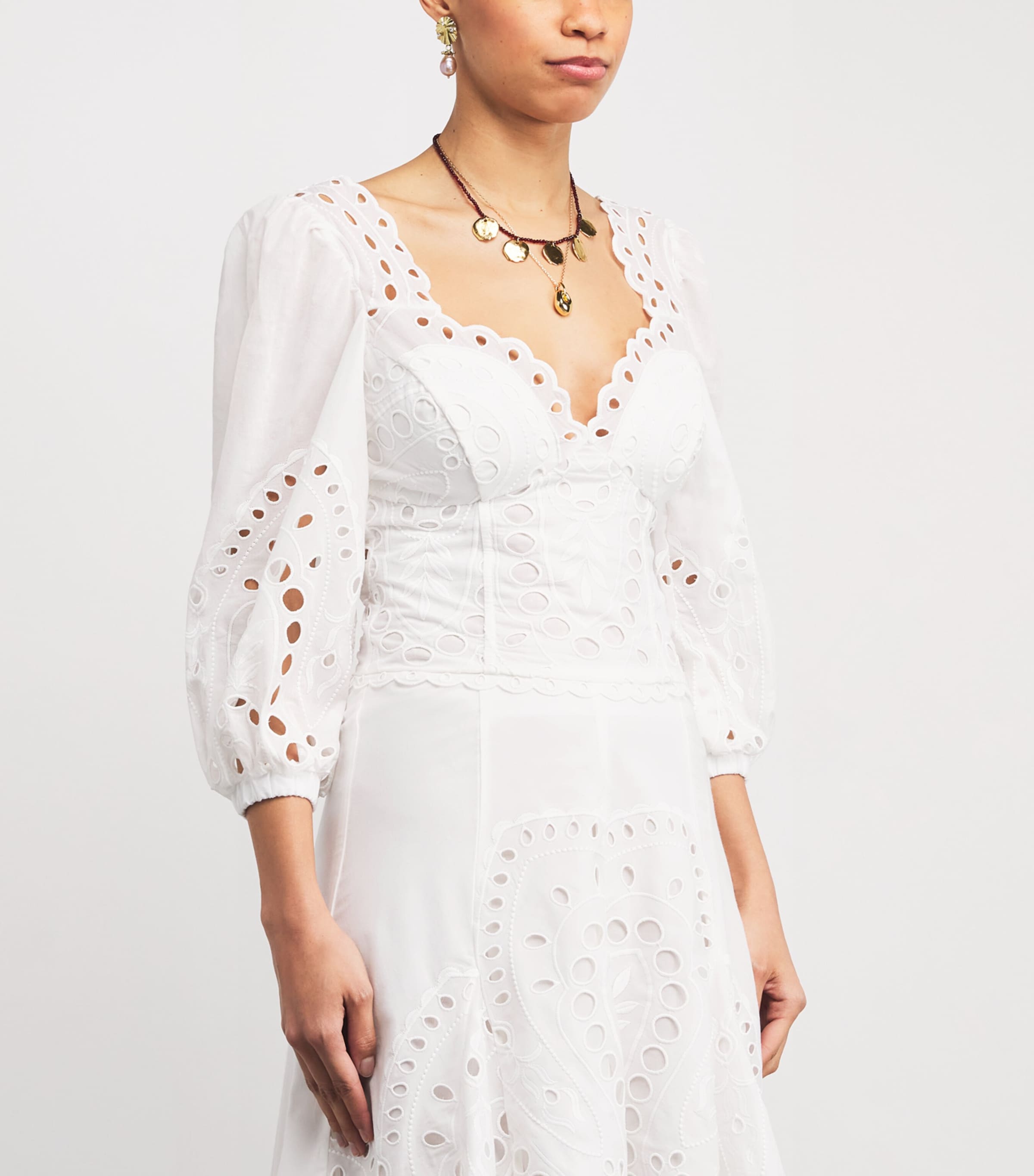 Cotton-Blend Bass Corset Top WHITE SEALACE Image 3