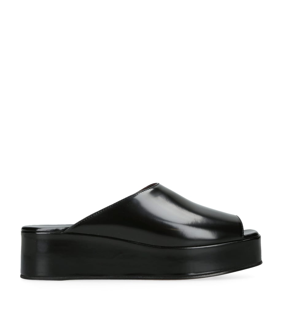 Emi Leather Flatform Sandals BLACK Image 1