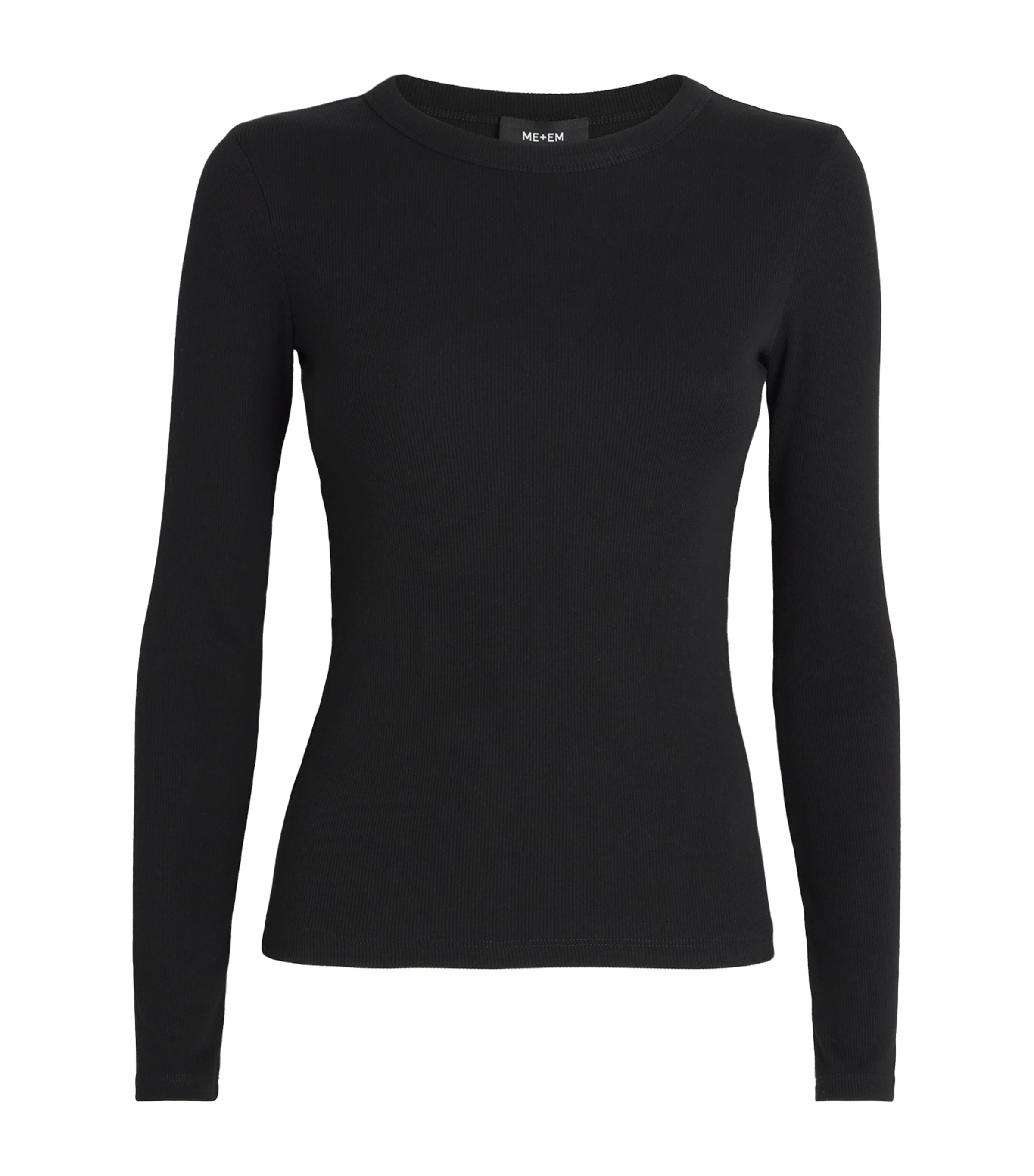Me+em Stretch-cotton Ribbed Ultimate T-shirt In Black