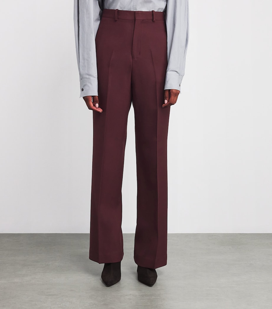 Wool Credo Straight Trousers 1014 RUBY Image 3