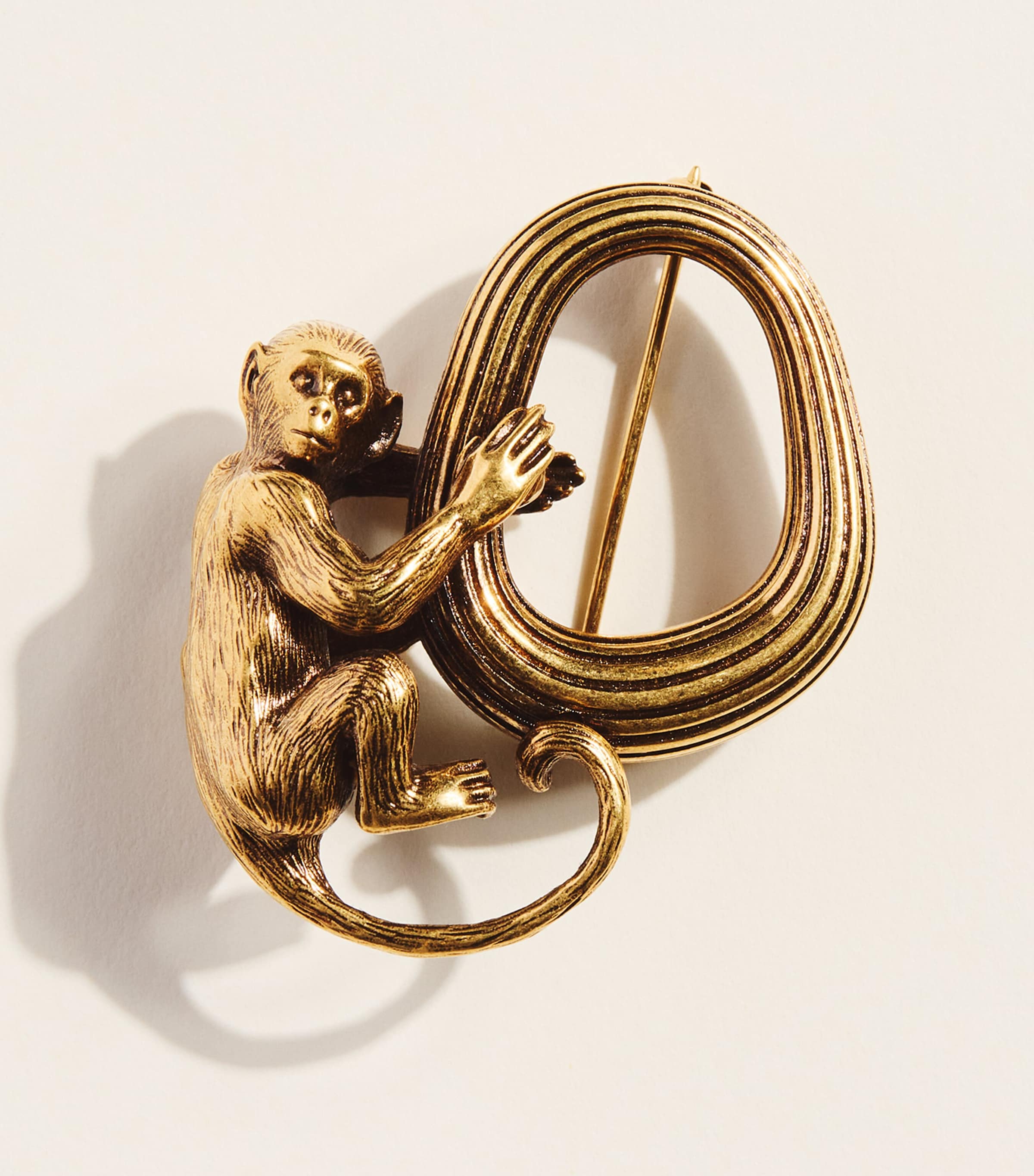 Khaite Antique-Effect Monkey Brooch Antique Gold Image 1