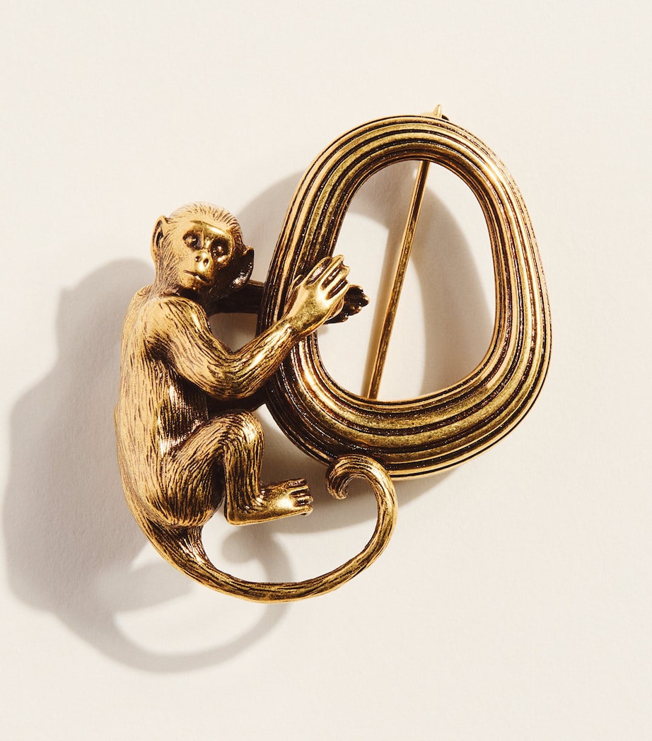 Khaite Antique-Effect Monkey Brooch Antique Gold Image 1